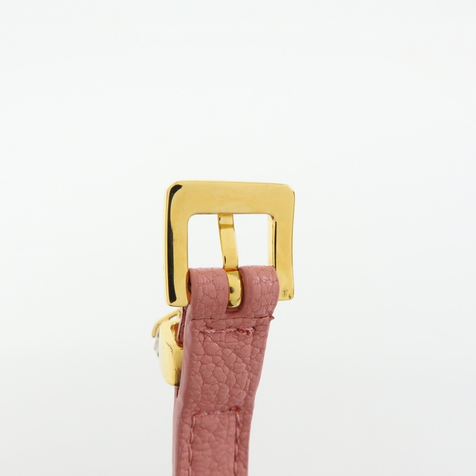 MIU MIU Leather Metal Rhinestone Bracelet Pink Gold 5IB253