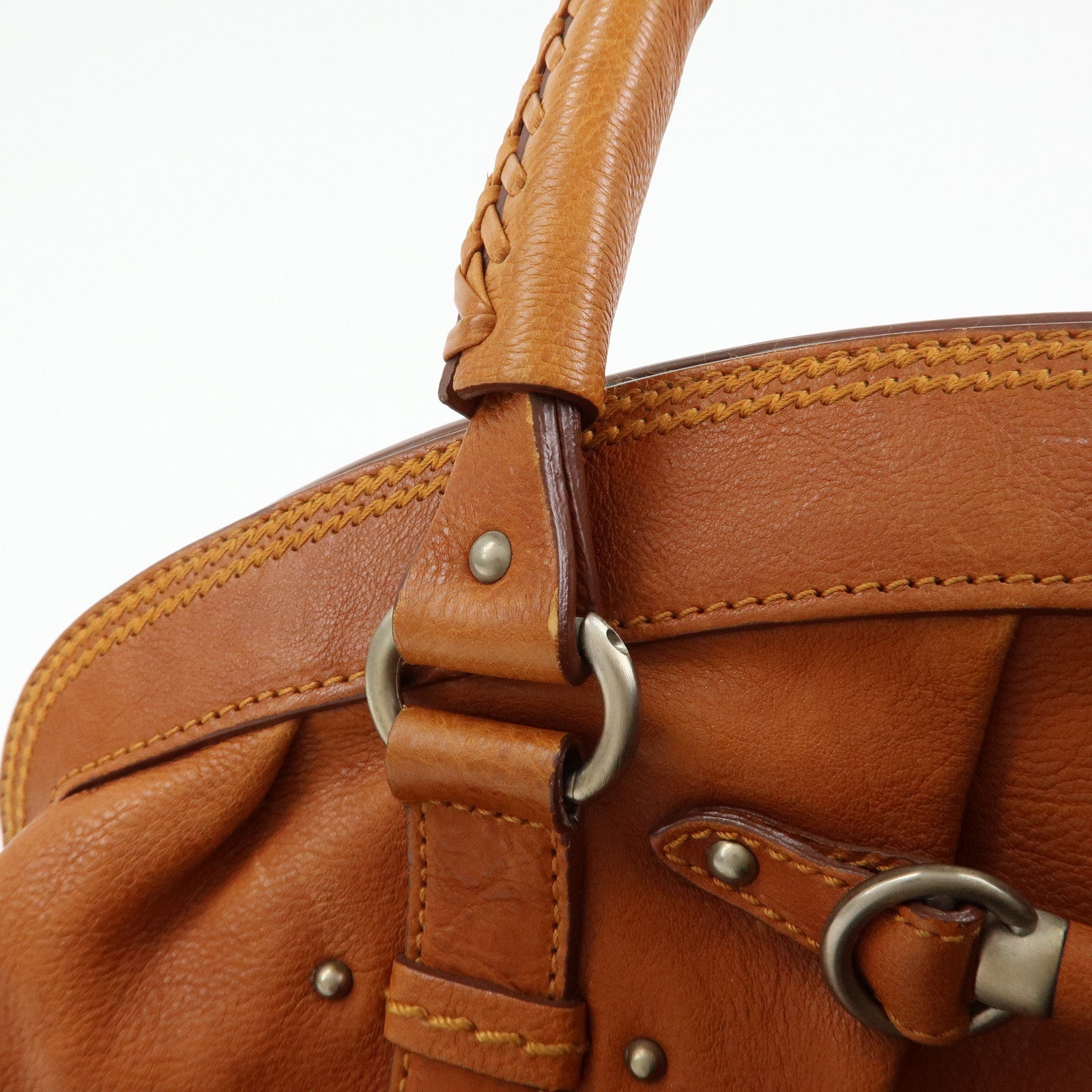 Christian Dior Leather Hand Bag Boston Bag Doctor's Bag Brown