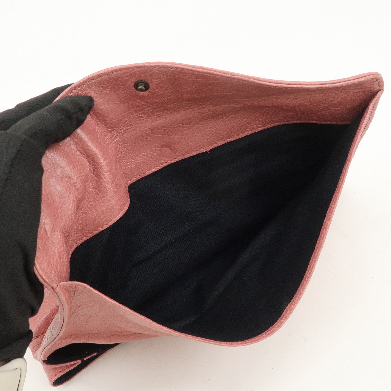 BALENCIAGA Logo Leather Giant Clutch Bag Pink