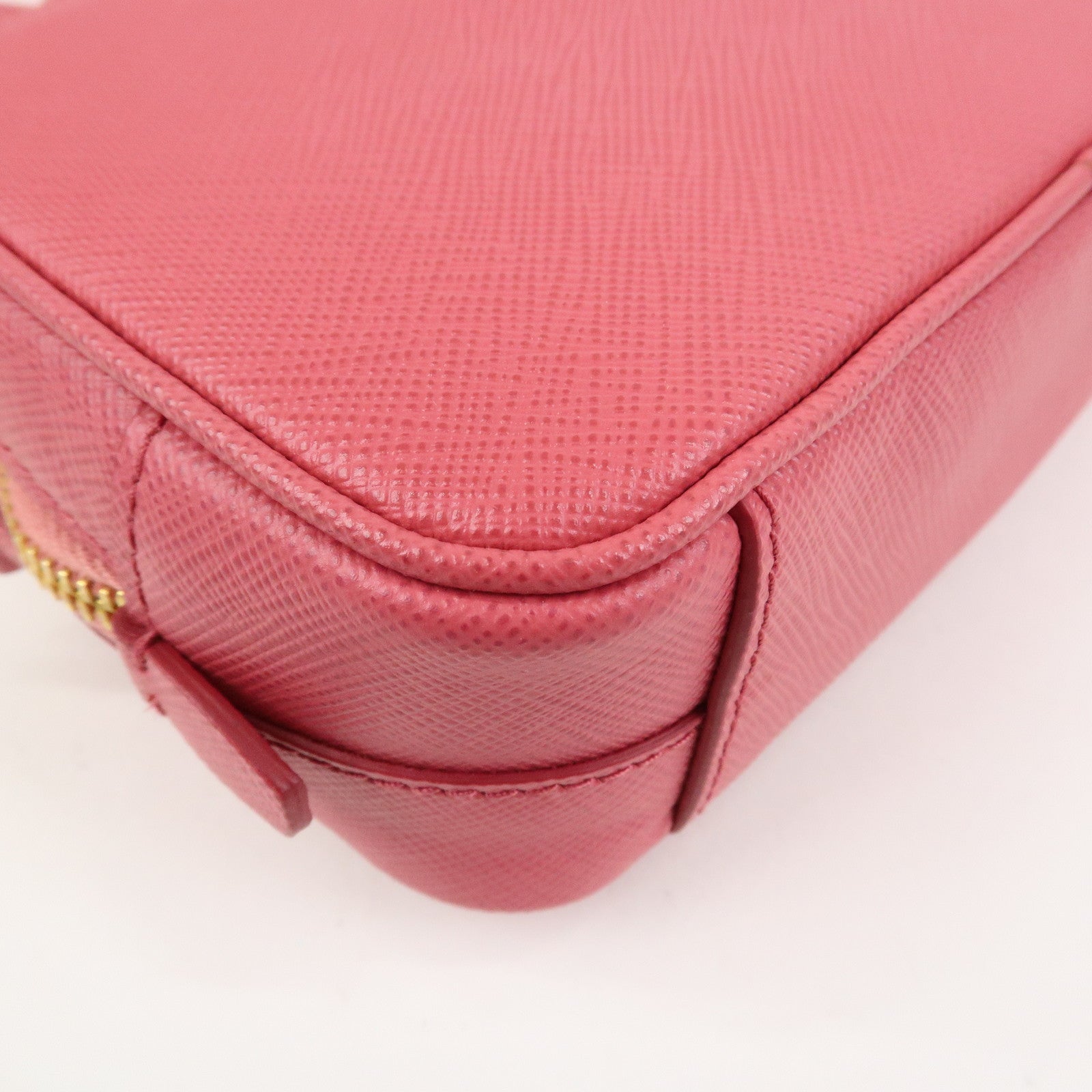 PRADA Saffiano Leather Ribbon Mini Camera Shoulder Bag Pink 1N1674