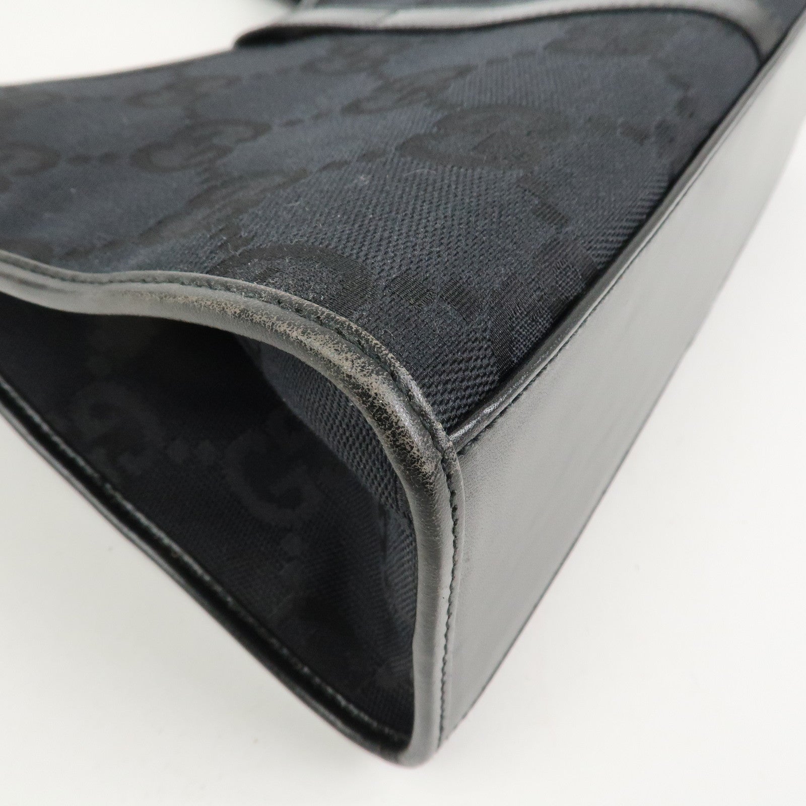 GUCCI Jackie GG Canvas Leather Shoulder Bag Hand Bag Black 002.1067