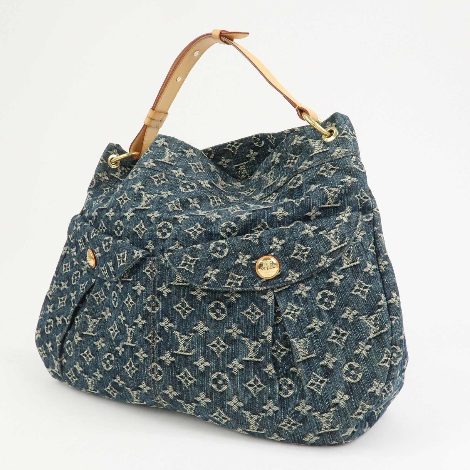 Louis Vuitton Monogram Denim Daily GM Shoulder Bag Gris Bleu M40493