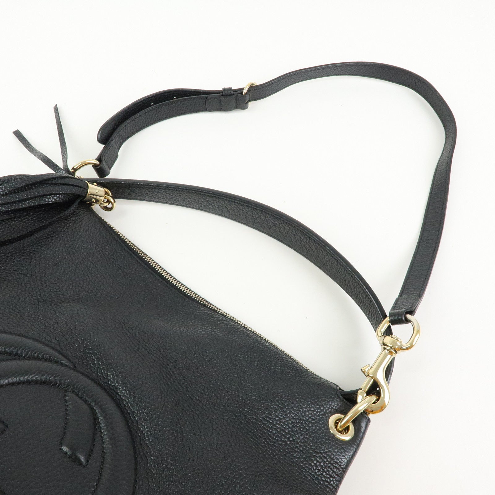GUCCI Interlocking G Soho Leather 2Way Bag Hand Bag Black 536194