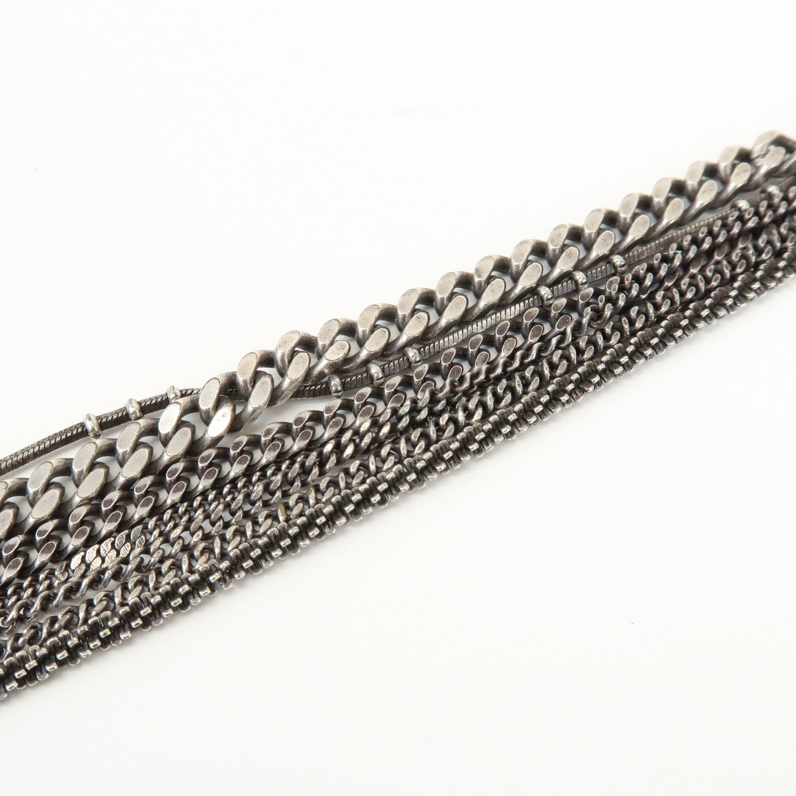 SAINT LAURENT Metal Chain Bracelet Silver