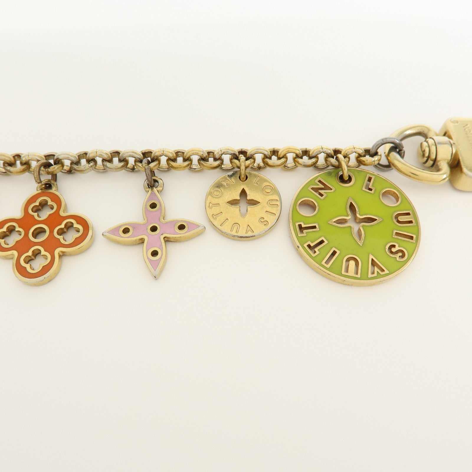 Louis Vuitton Logo Plate Metal Bag Charm Key Chain Silver M65367