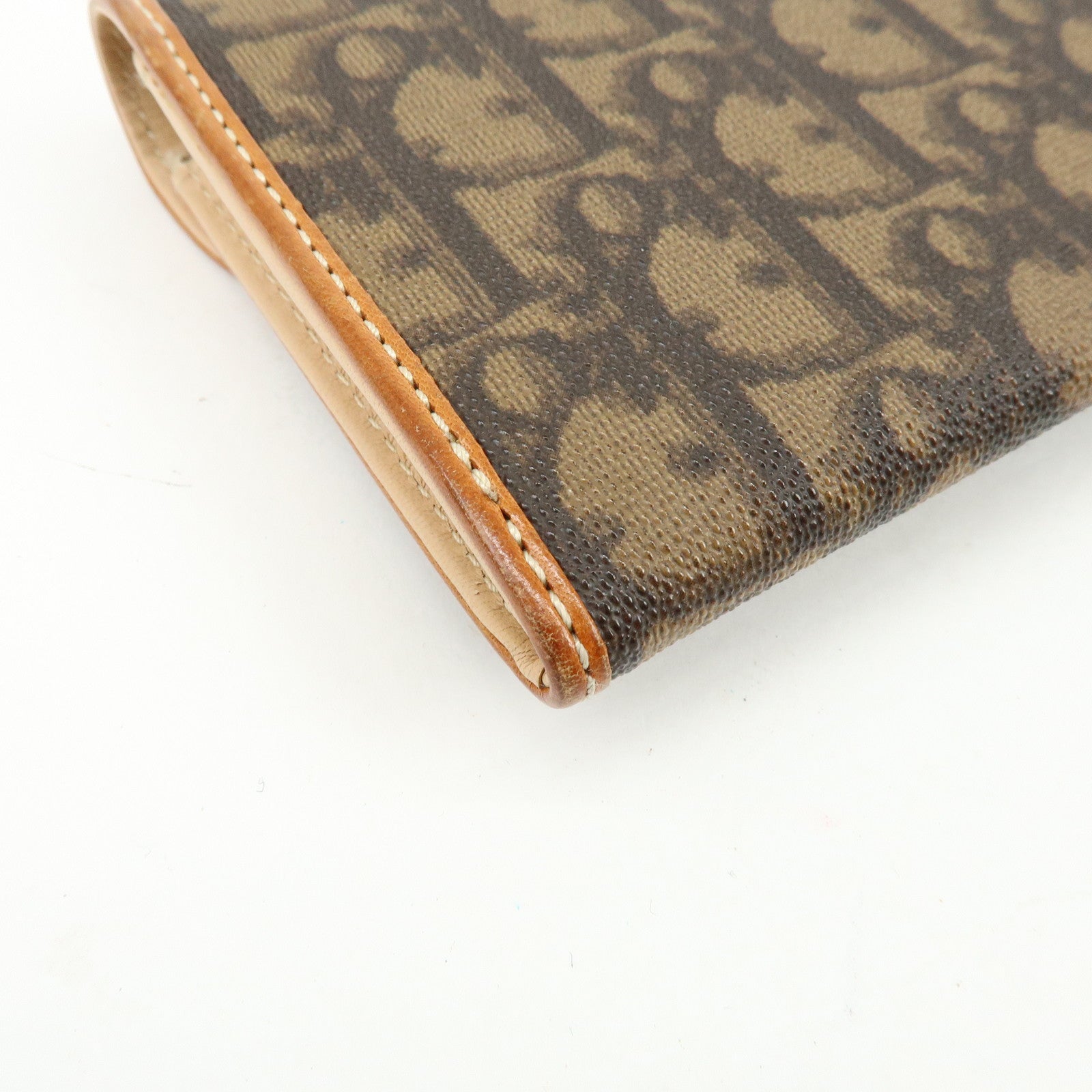 Christian Dior Trotter Romantic PVC Leather Long Flap Wallet Brown