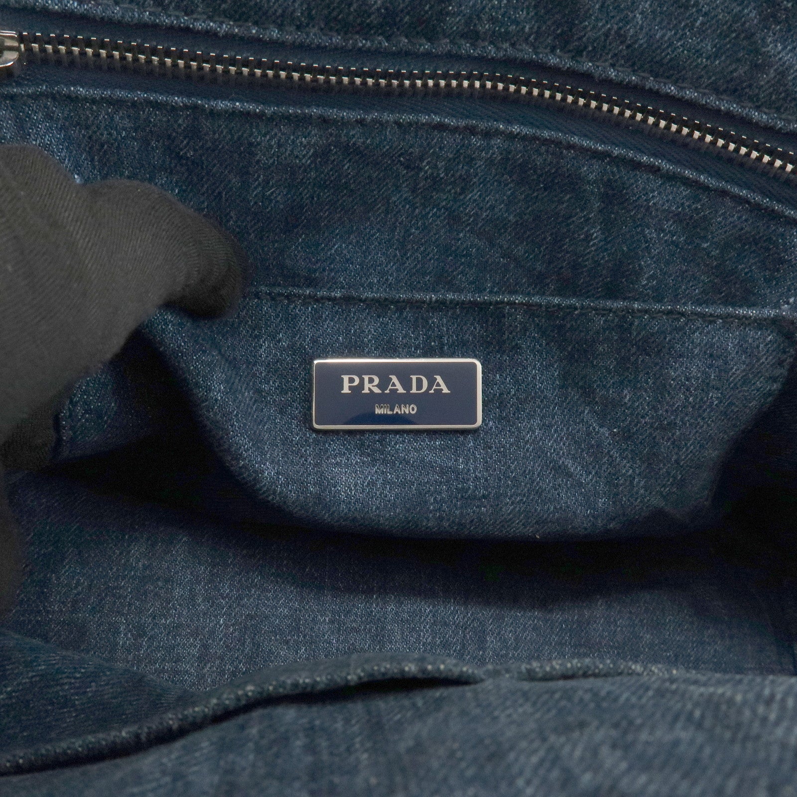 PRADA Canapa Mini 2Way Bag Hand Shoulder Bag Denim Blue B2439G