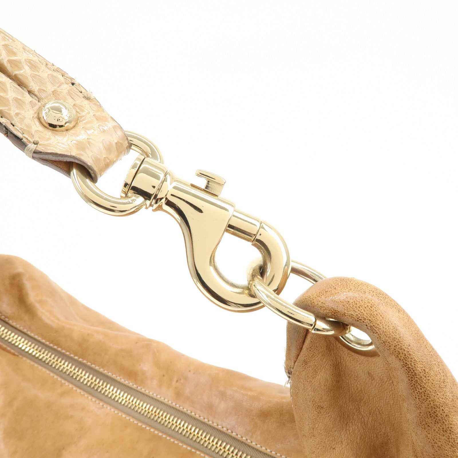 JIMMY CHOO Sky Bag Leather Shoulder Bag Hand Bag Brown