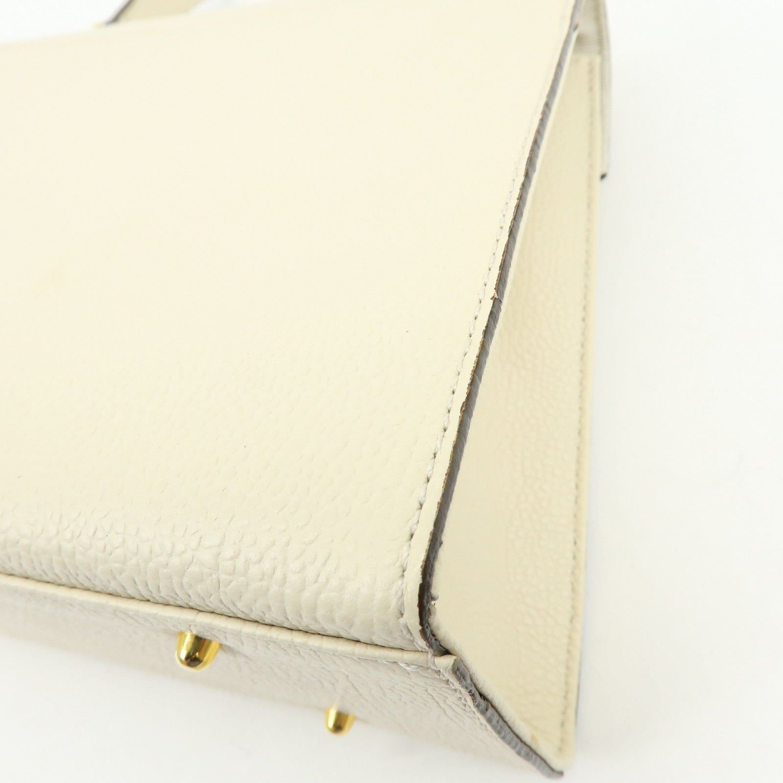 VALENTINO GARAVANI V Logo Leather Hand Bag Ivory