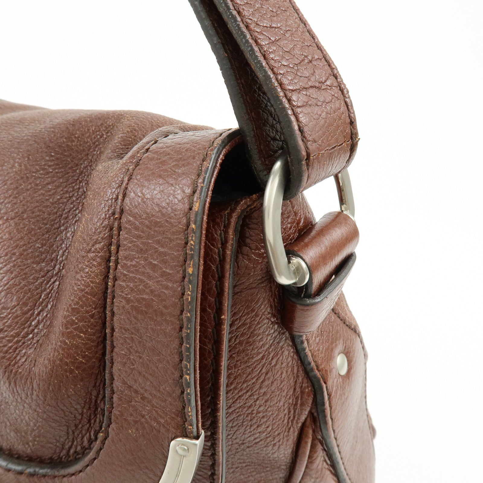 CELINE Tassel Leather Shoulder Bag Brown