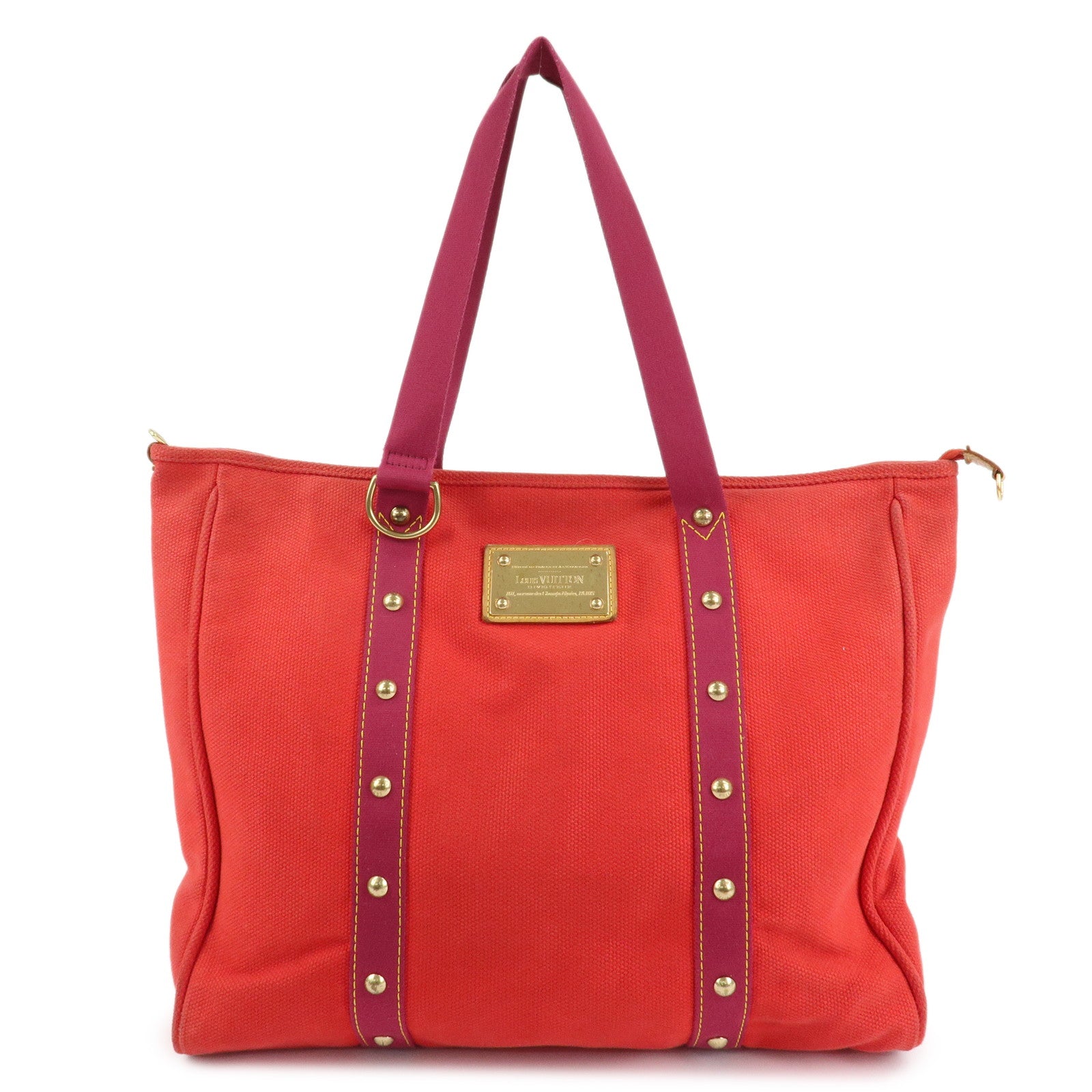 Louis Vuitton Antigua Cabas GM Canvas Shoulder Bag Rouge M40031 Used