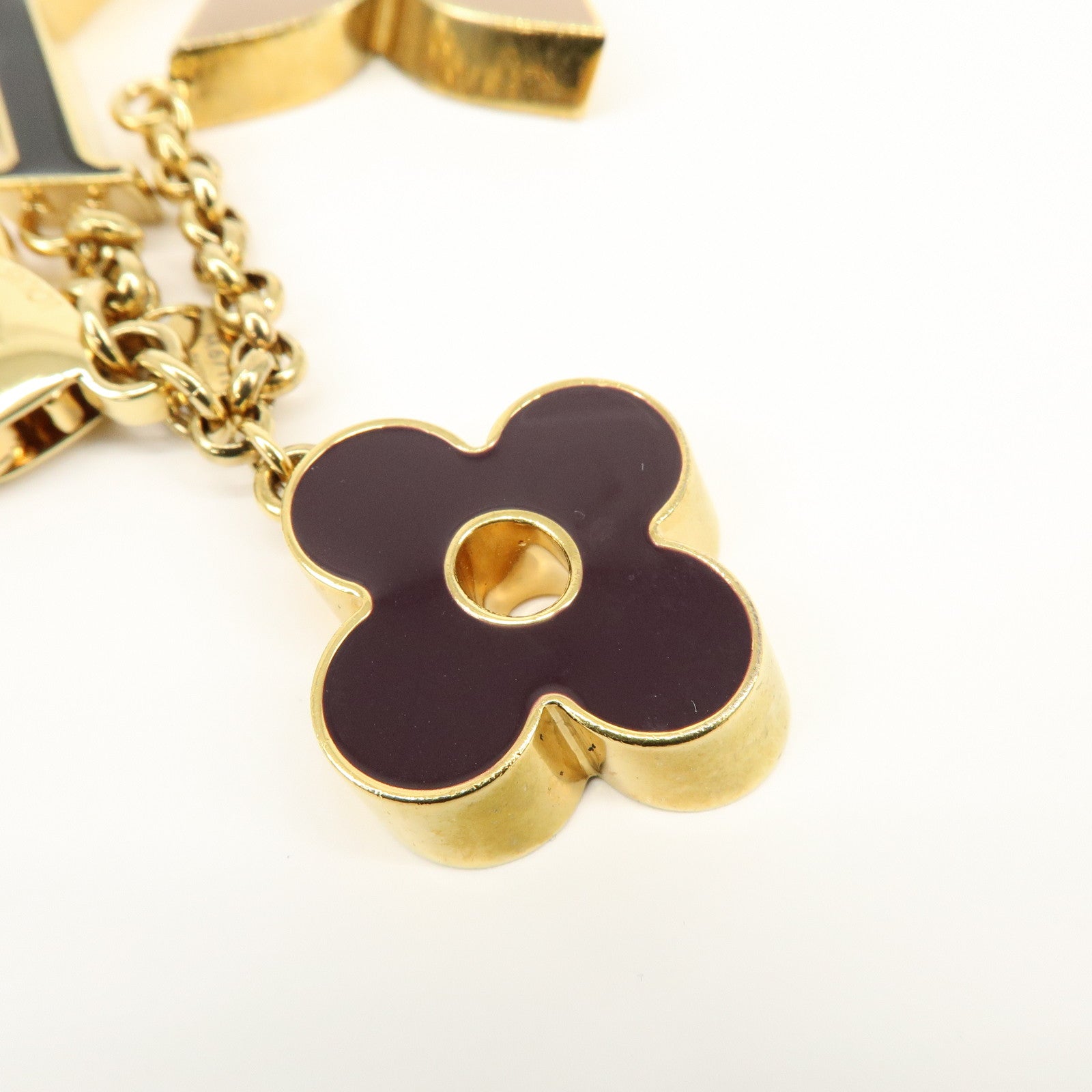 Louis Vuitton Fleur de Monogram Key Chain Bag Charm Gold M67119