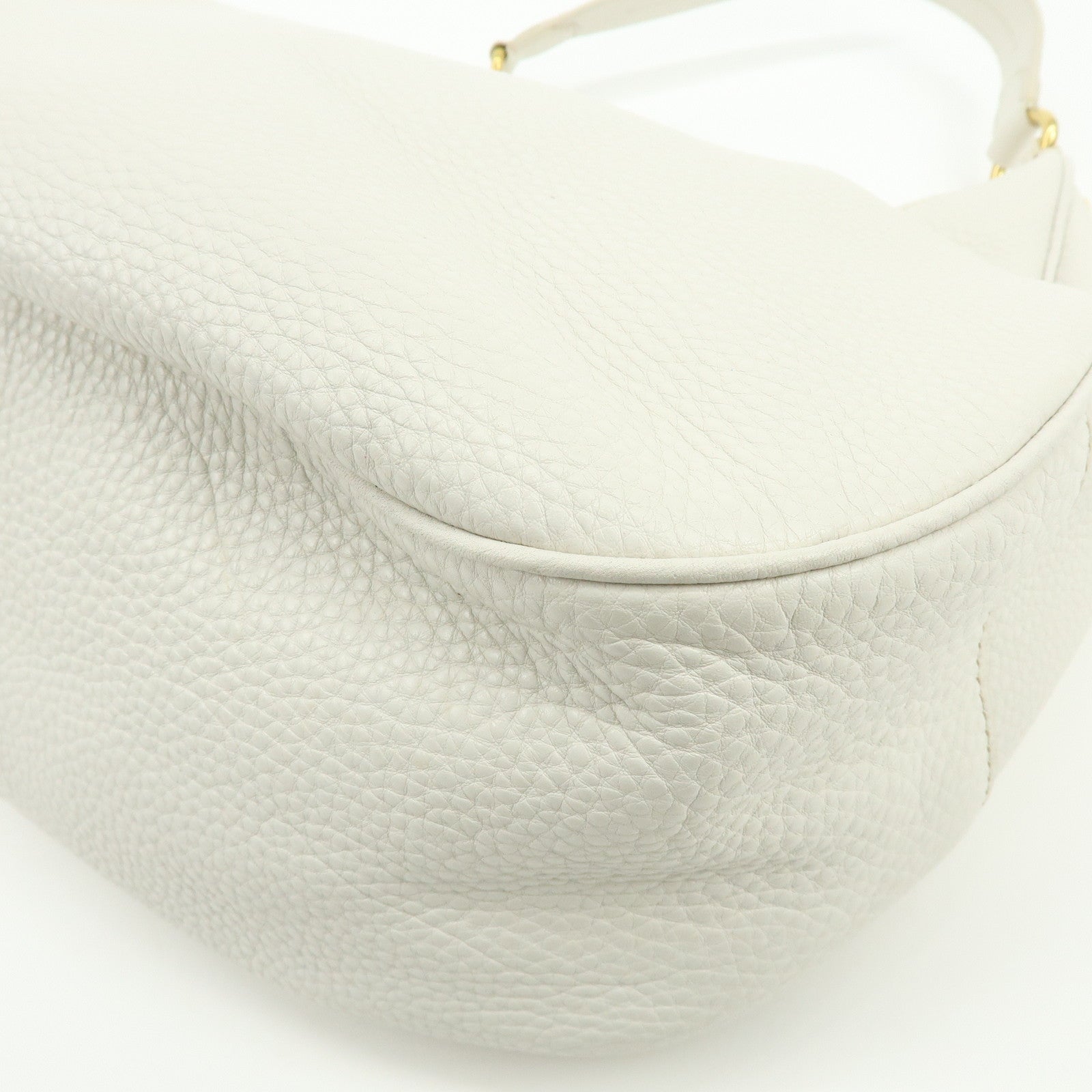 PRADA Logo Calf Leather Shoulder Bag Hand Bag White BR4311