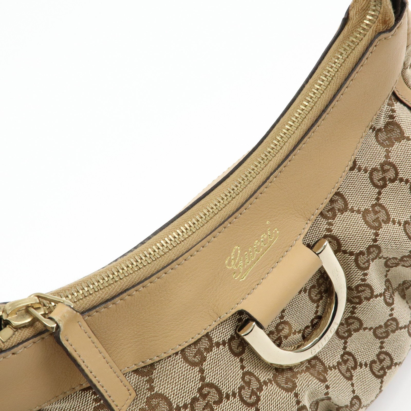 GUCCI Abbey GG Canvas Leather Shoulder Bag Hand Bag Beige 190525