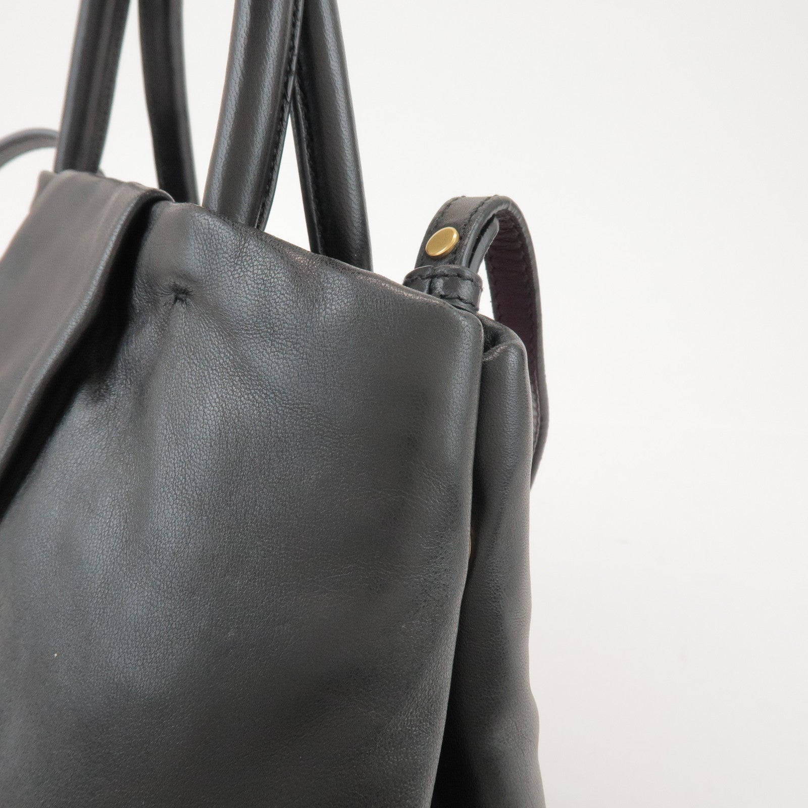 PRADA Logo Leather 2Way Hand Shoulder Bag Ribbon Black Pink BN1604