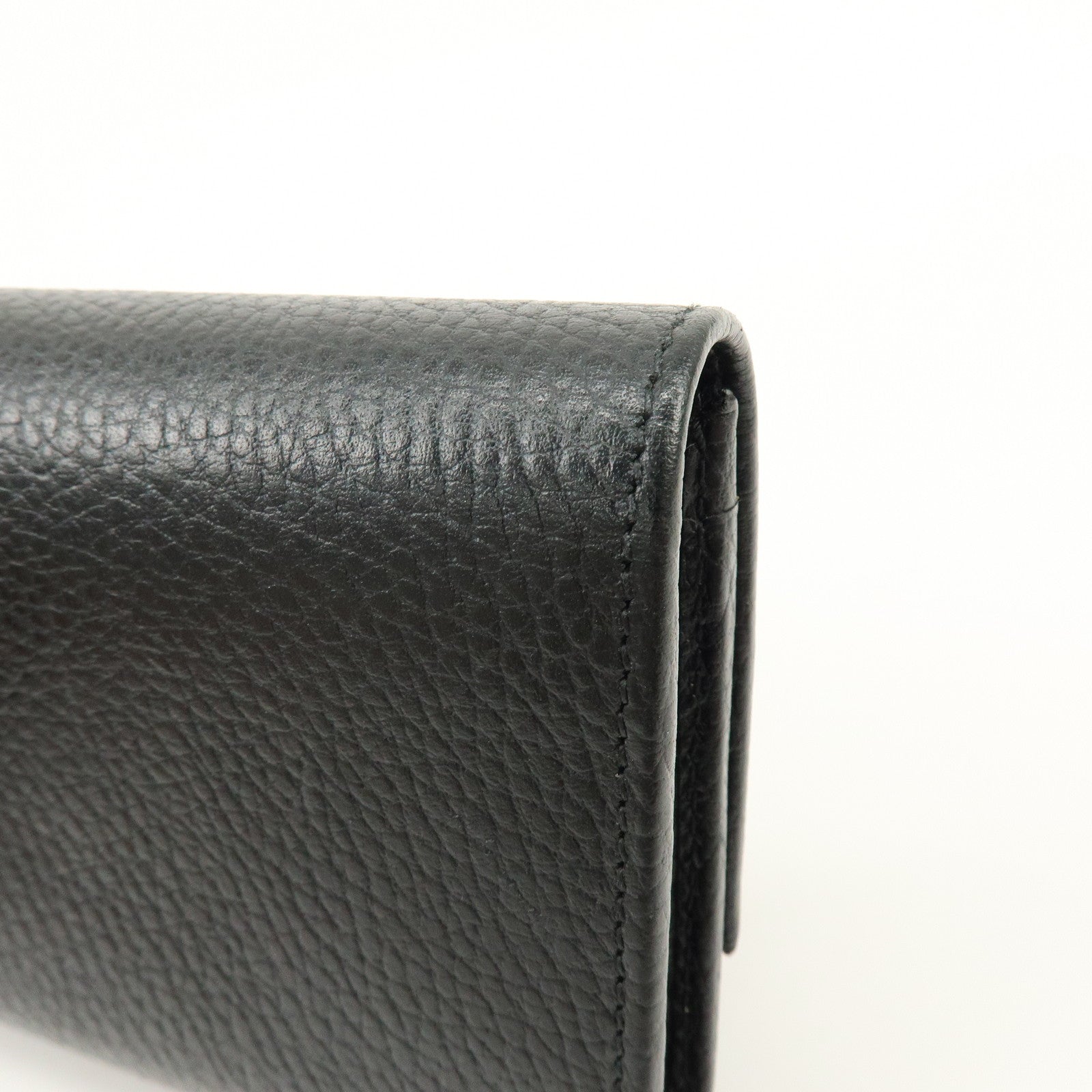 GUCCI GG Marmont Leather Long Flap Wallet Black 456116