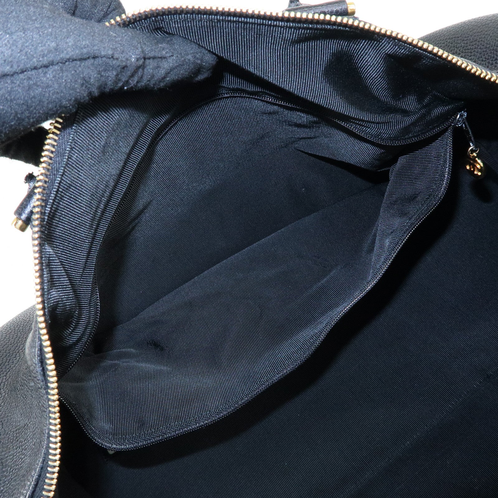 CHANEL COCO Mark Caviarskin Boston Bag Hand Bag Travel Bag Black