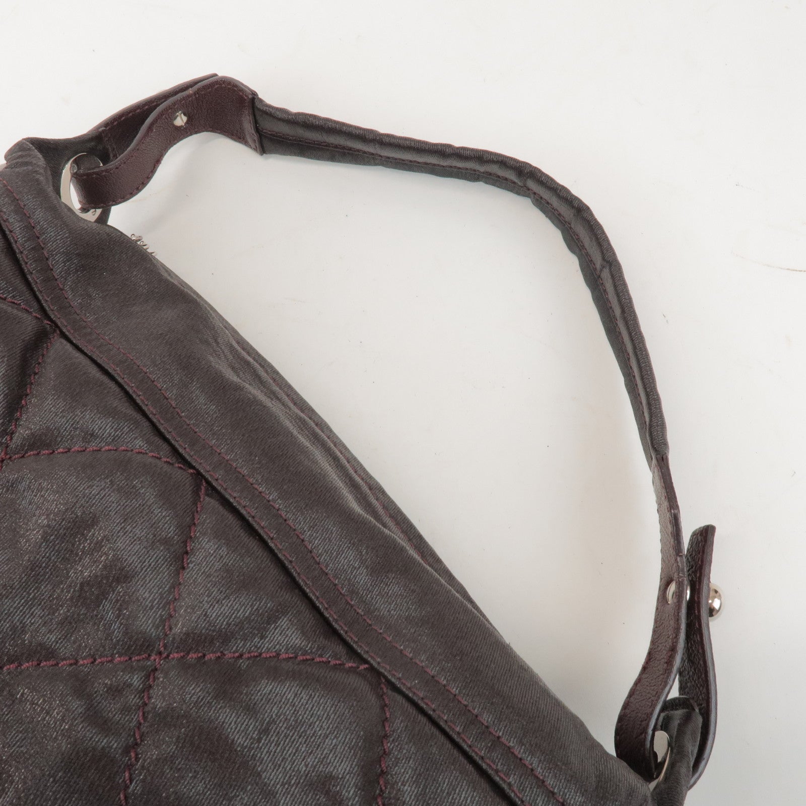 CHANEL Biarritz PVC Coated Canvas Calf Leather Shoulder Bag A34205