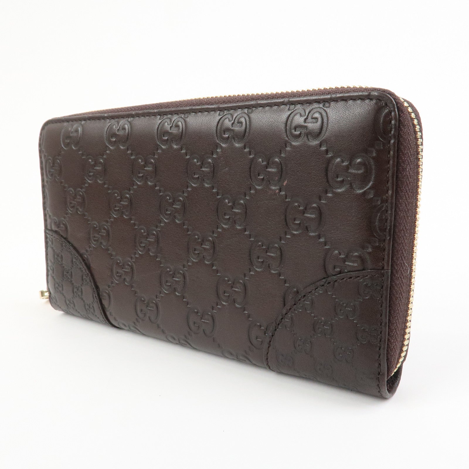 GUCCI Guccissima Interlocking G Round Zippy Wallet Brown 323397
