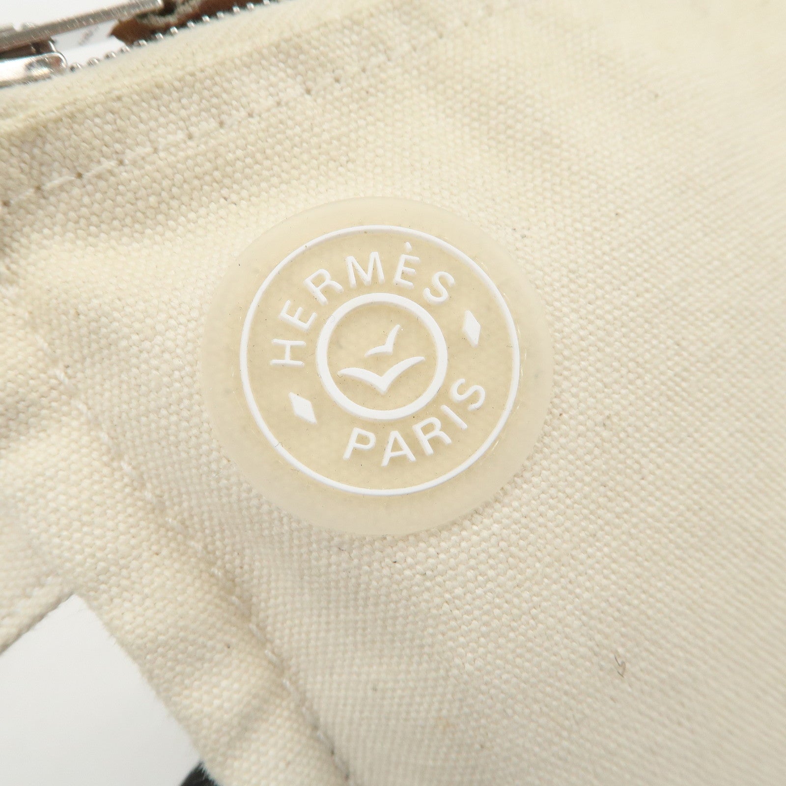 HERMES Cannes PM Canvas Tote Bag Hand Bag Beige