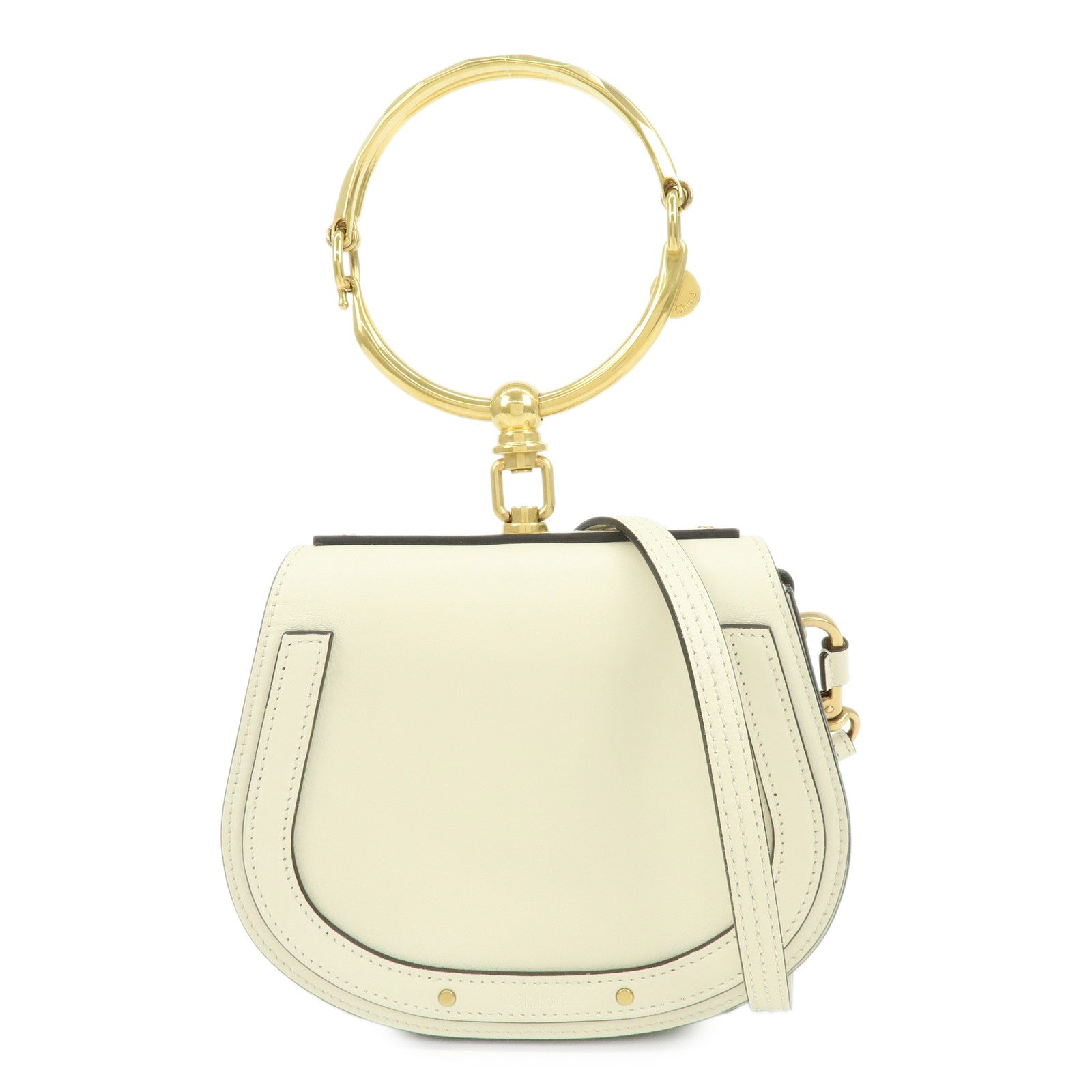 Chloe Nile Leather Suede 2Way Hand Bag Shoulder Bag White