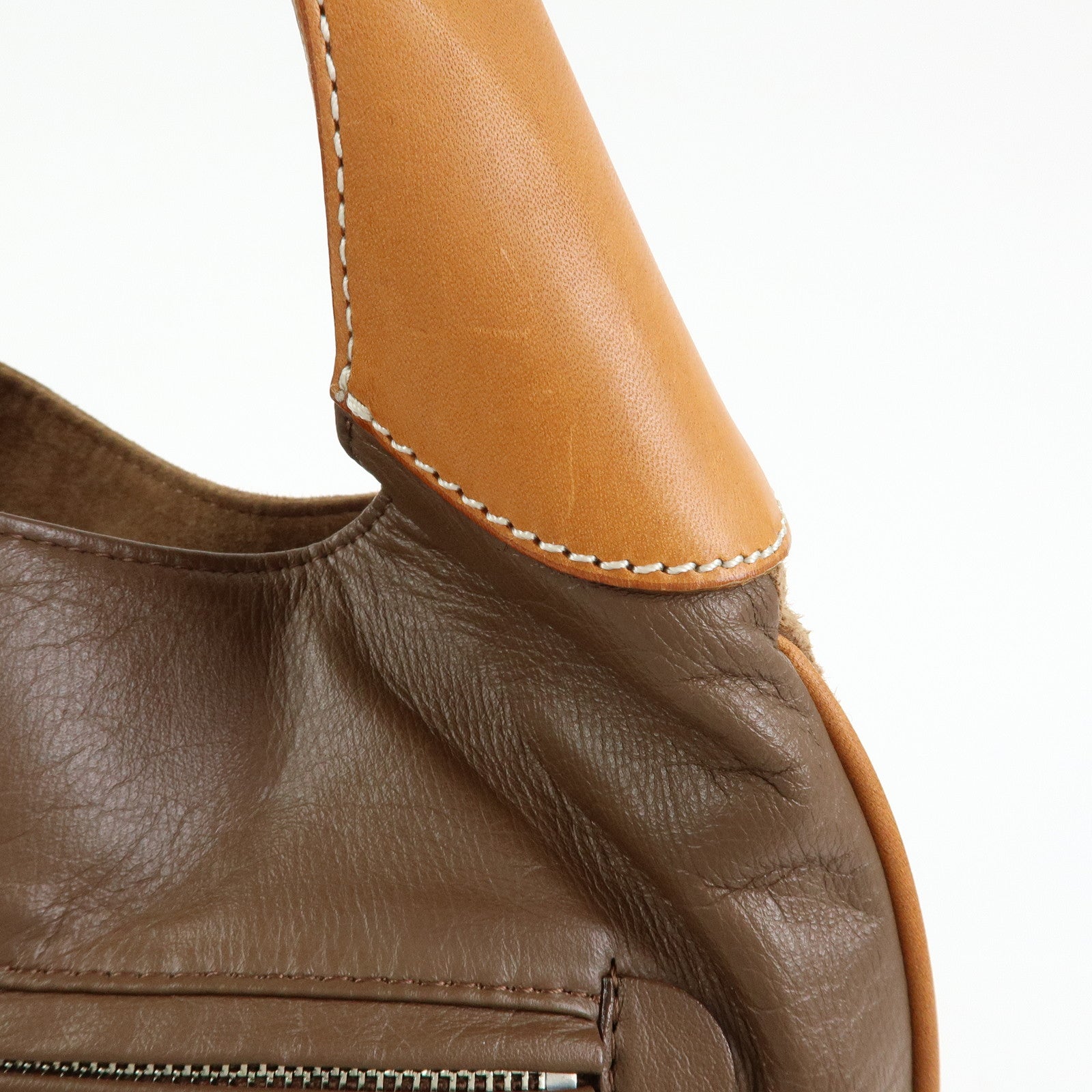 BURBERRY Blue Label Suede Leather Shoulder Bag Crossbody Bag Brown