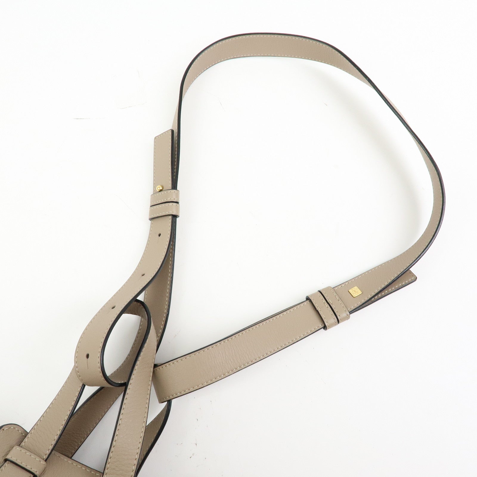 LOEWE Anagram Hammock Small Leather Shoulder Crossbody Bag Greige