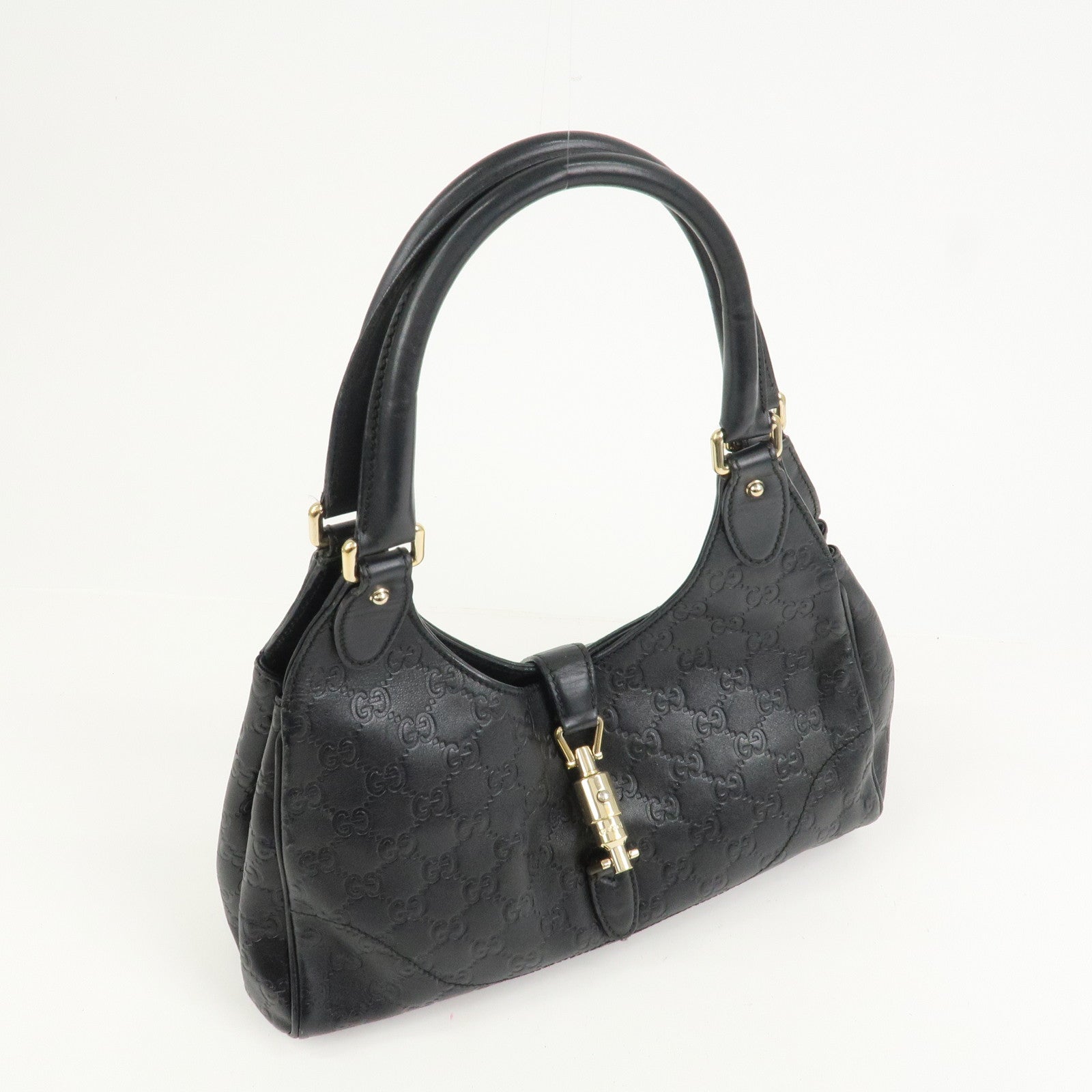 GUCCI New Jackie Guccissima Shoulder Bag Hand Bag Black 145819