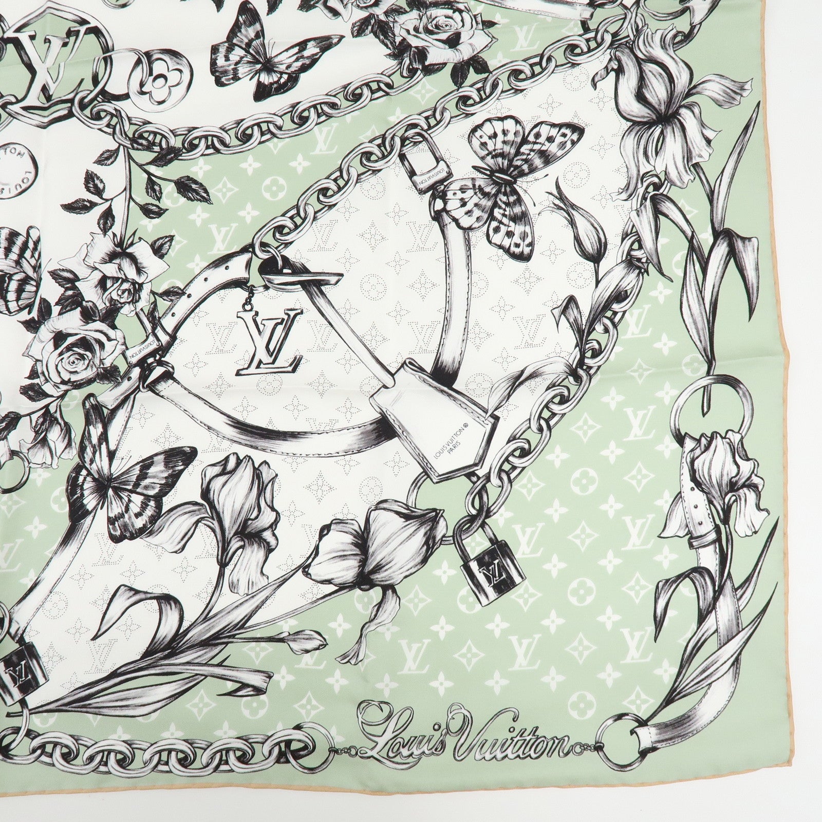 Louis Vuitton Blooming Monogram Carre 90 Silk 100% Scarf M96872
