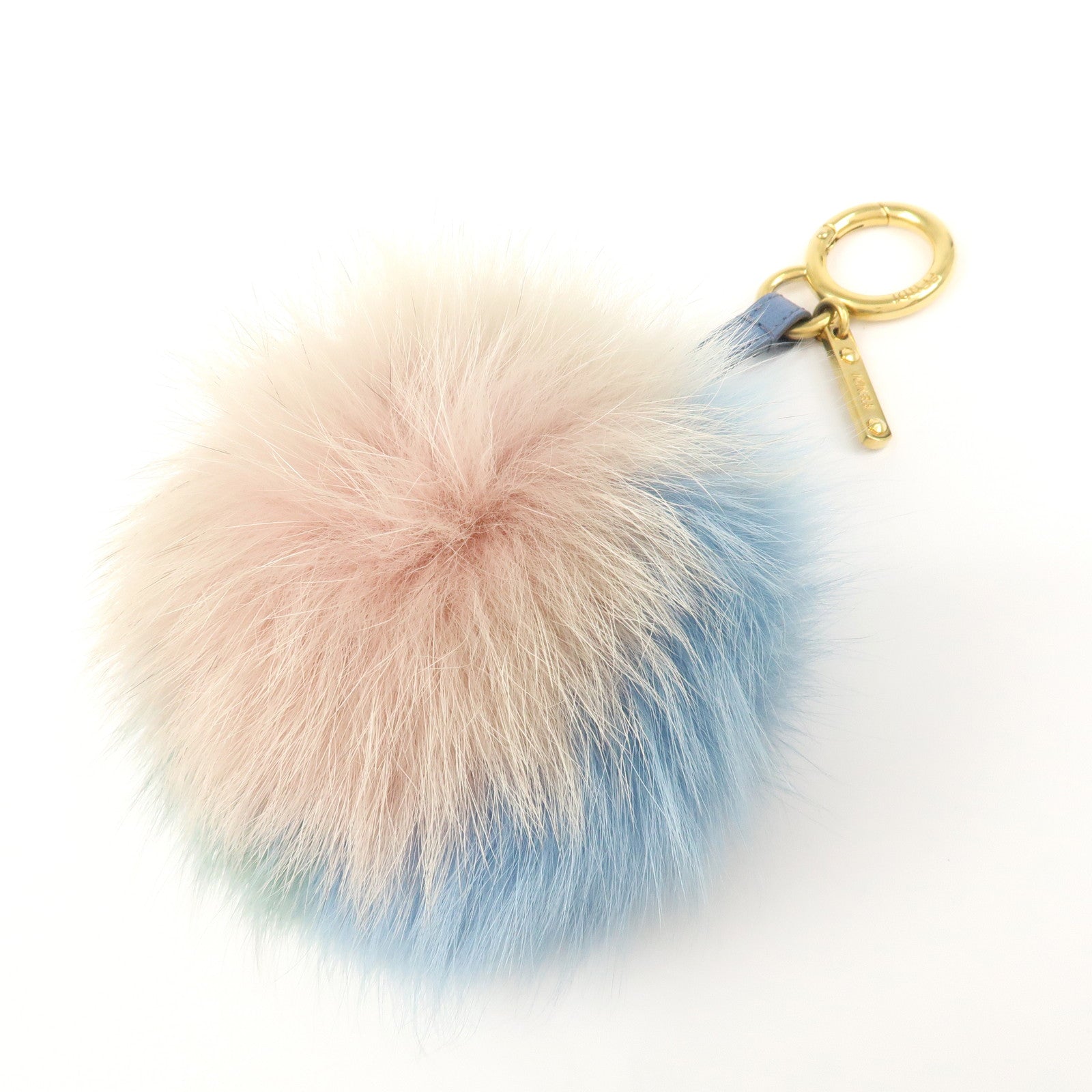 FENDI Pom Pom Fur Key Chain Bag Charm Pink Green Blue 7AR259