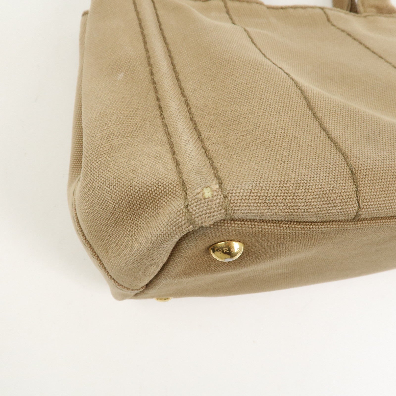 PRADA Logo Canapa Mini Canvas 2Way Bag Hand Bag Beige 1BG439