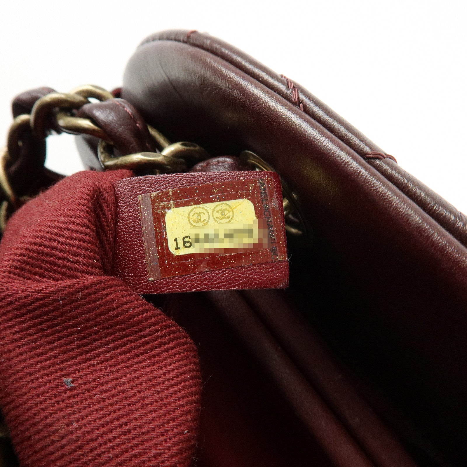CHANEL Mademoiselle Calf Leather Chain Shoulder Bag Bordeaux