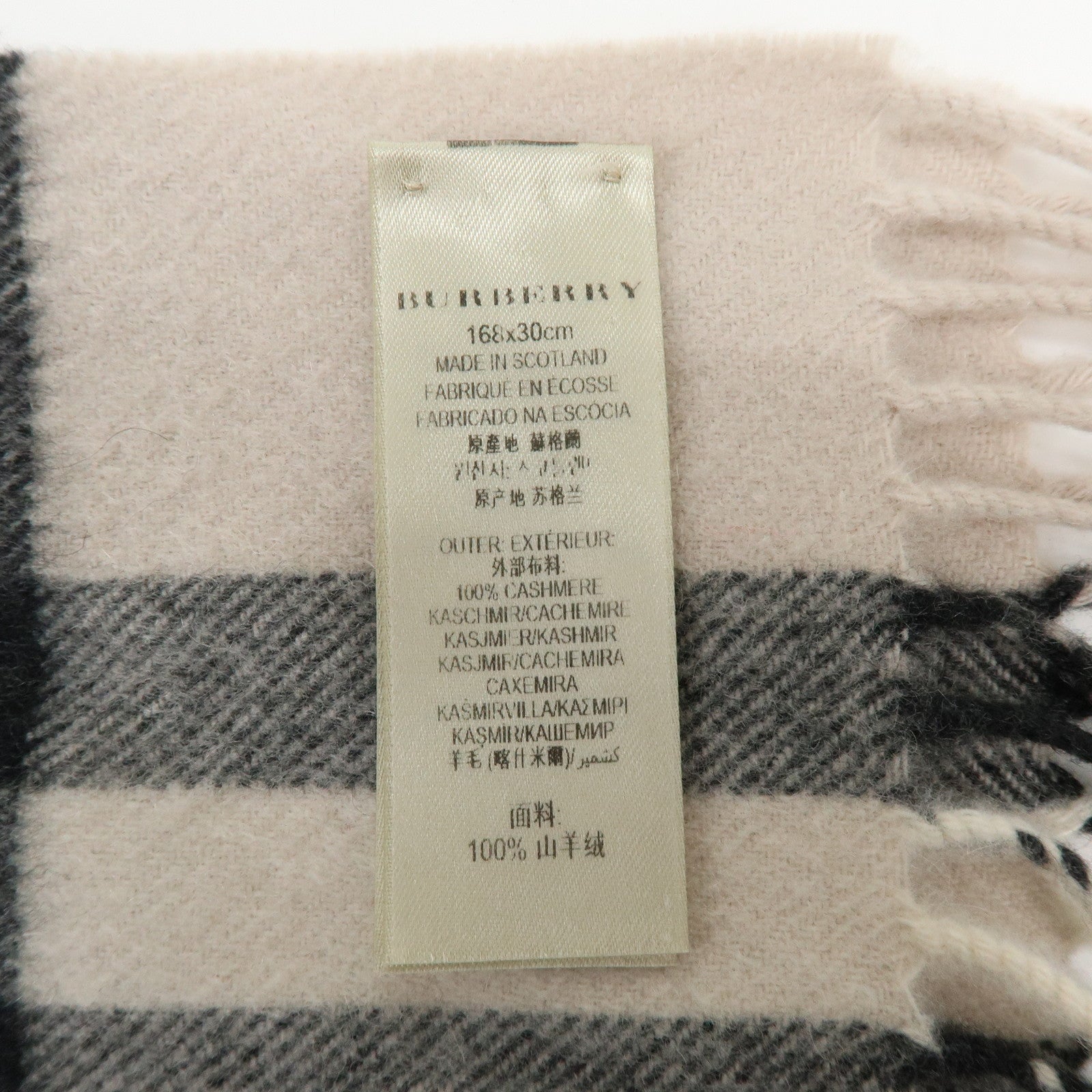 BURBERRY Plaid Cashmere 100% Scarf Nova Plaid Beige Black Red
