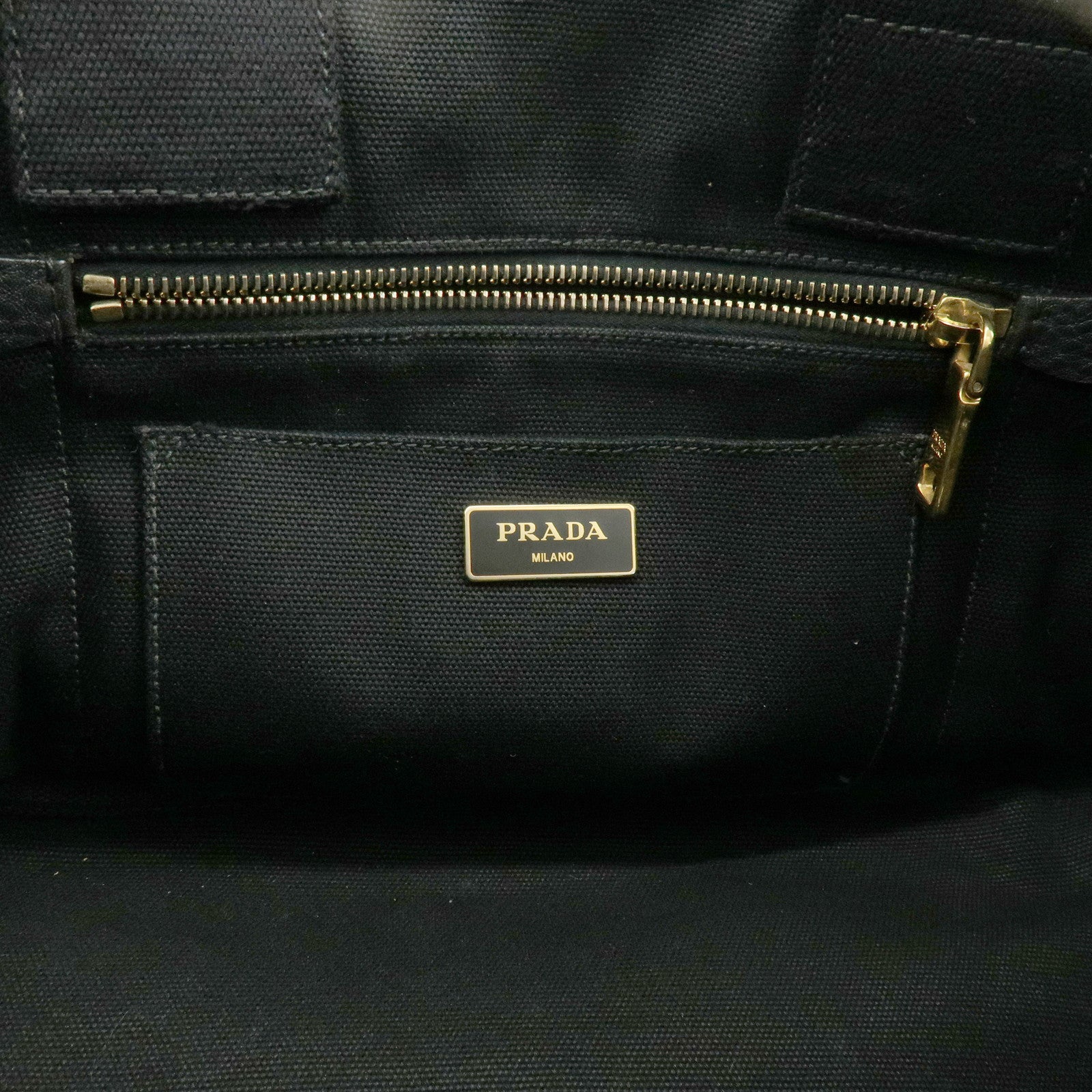 PRADA Canapa Canvas Tote Bag Hand 2Way Bag Black BN1877