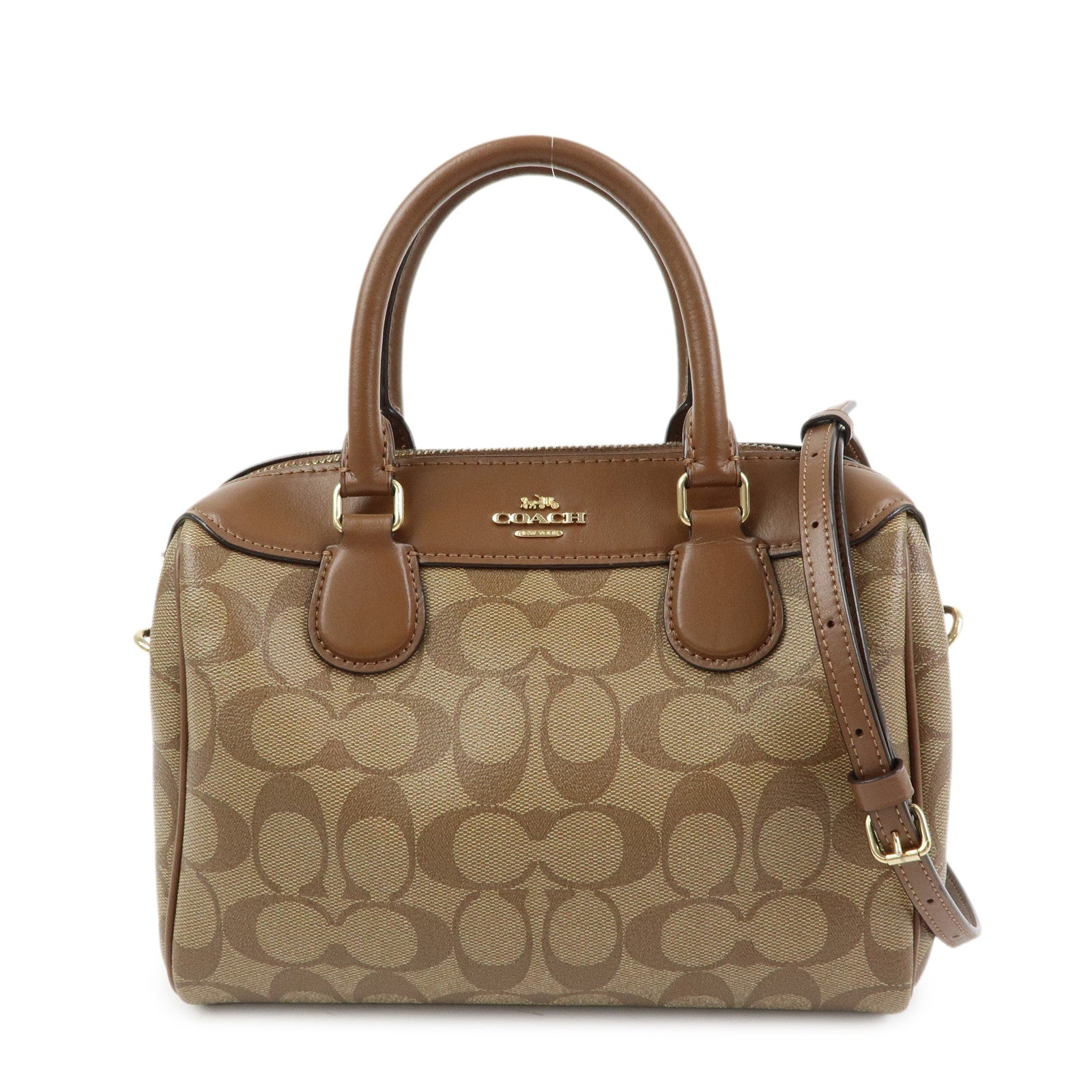 COACH Signature PVC Leather 2Way Shoulder Bag Hand Bag Brown