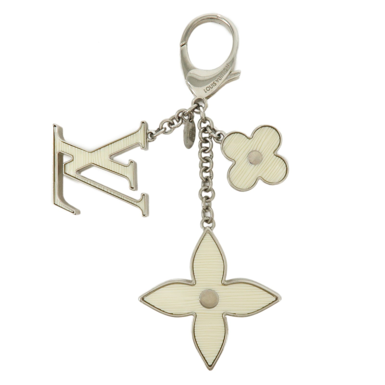 Louis Vuitton Bijoux Sac Fleur de Epi Bag Charm Silver White M65085