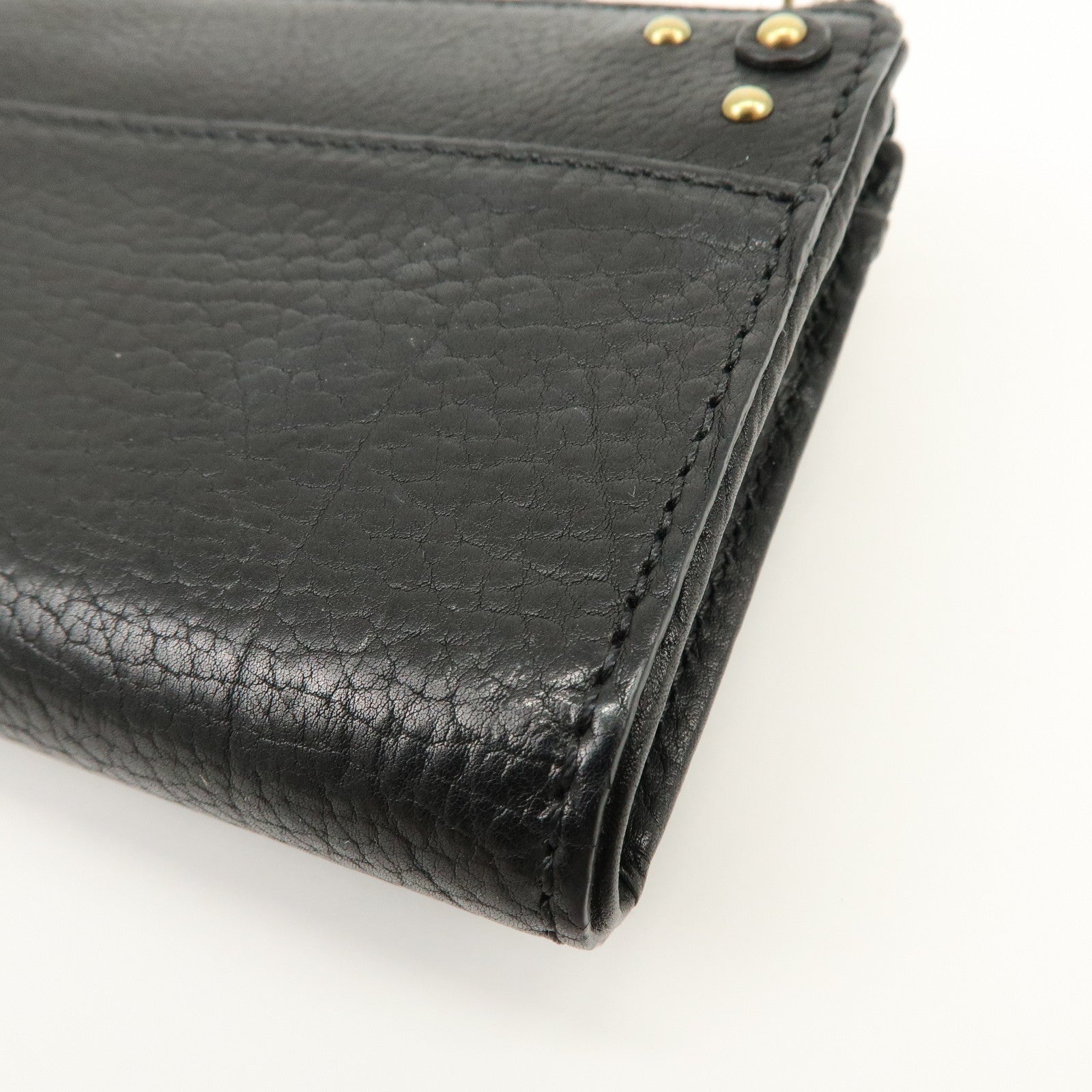 Chloe Aurora Studs Leather Zippy Long Wallet Black