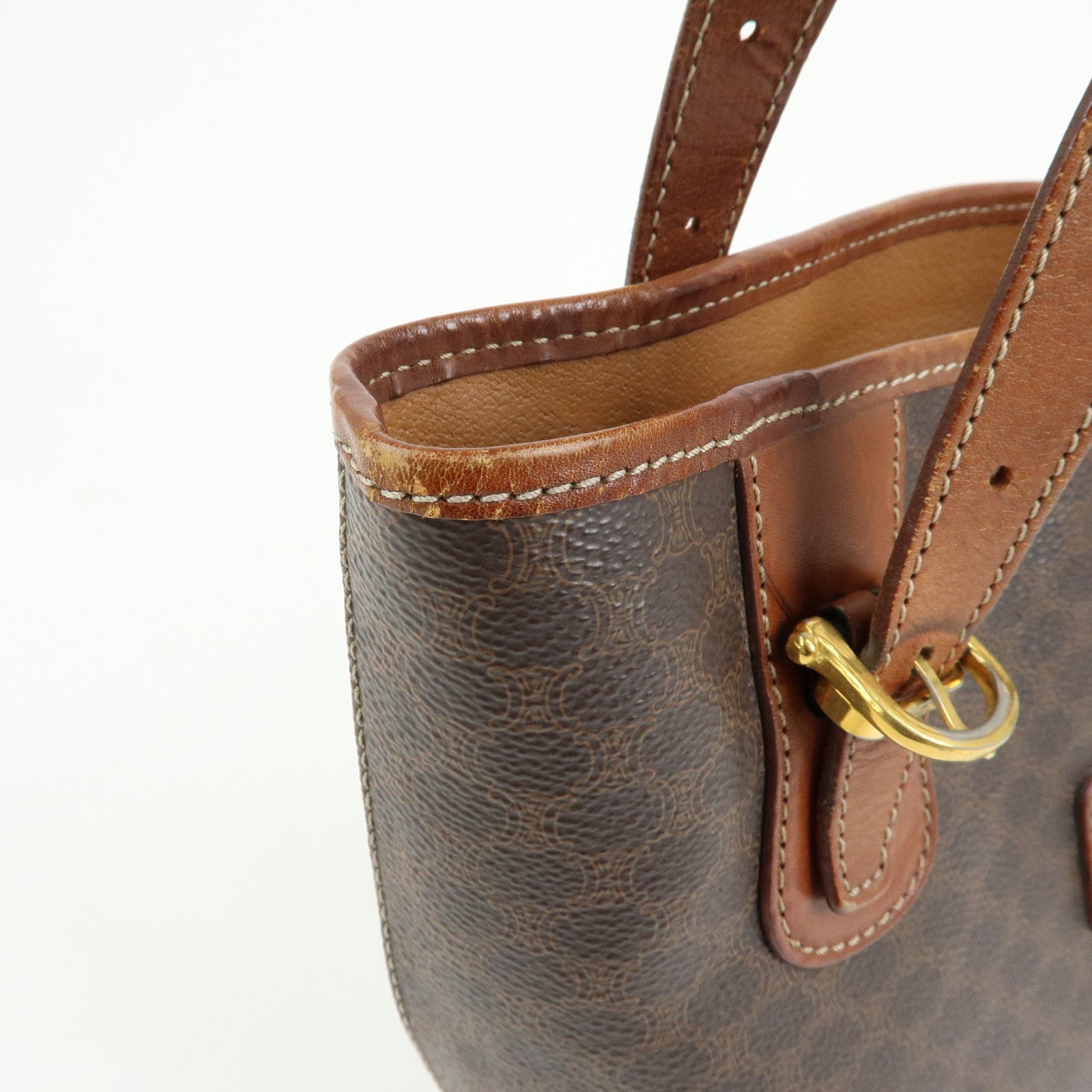 CELINE Macadam PVC leather Tote Bag Hand Bag Shoulder Bag Brown