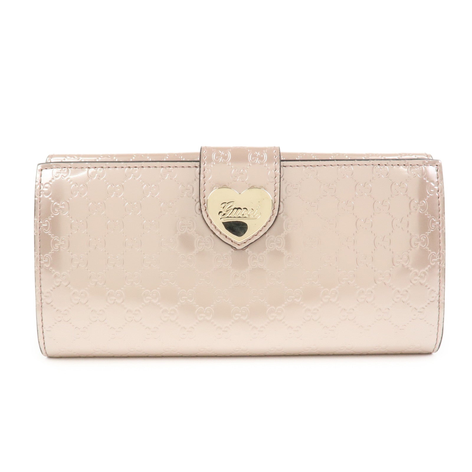 GUCCI Micro Guccissima Lovely Heart W Hook Long Wallet Pink 203550