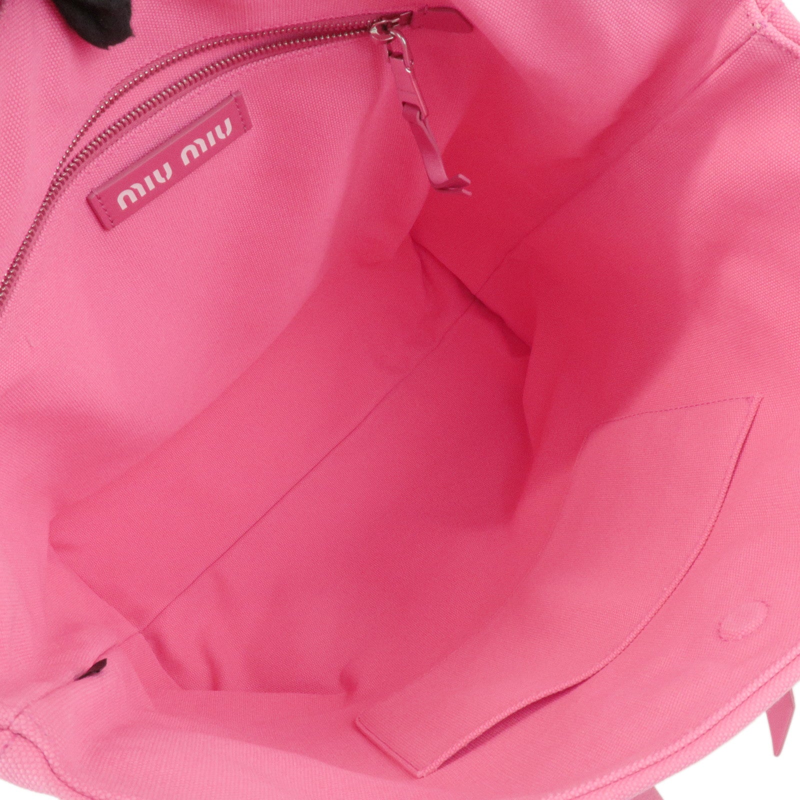 MIU MIU Canvas Leather Tote Bag Shoulder Bag Pink 5BG116