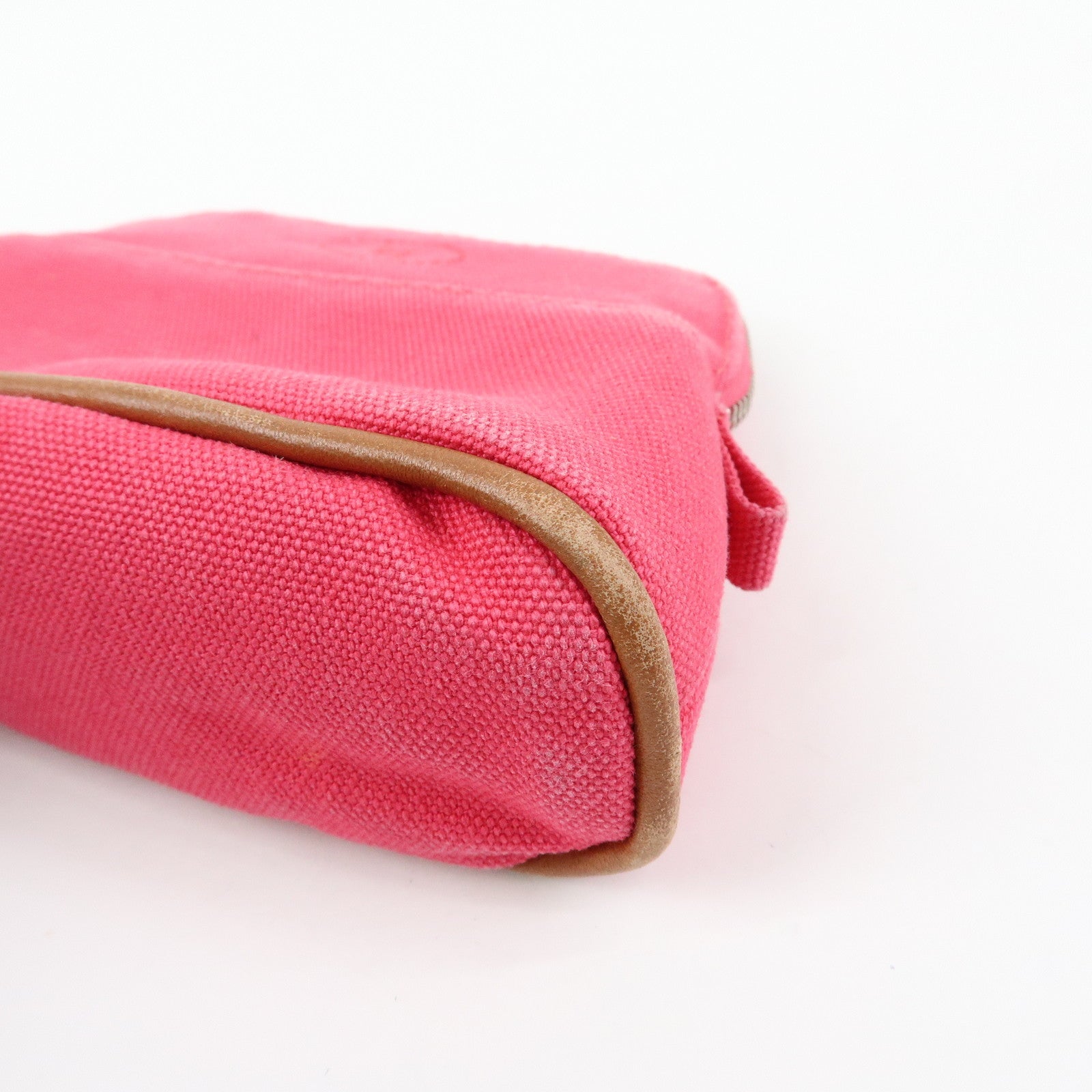 HERMES Canvas Leather Bolide Pouch Cosmetic Case Mini 16 Pink