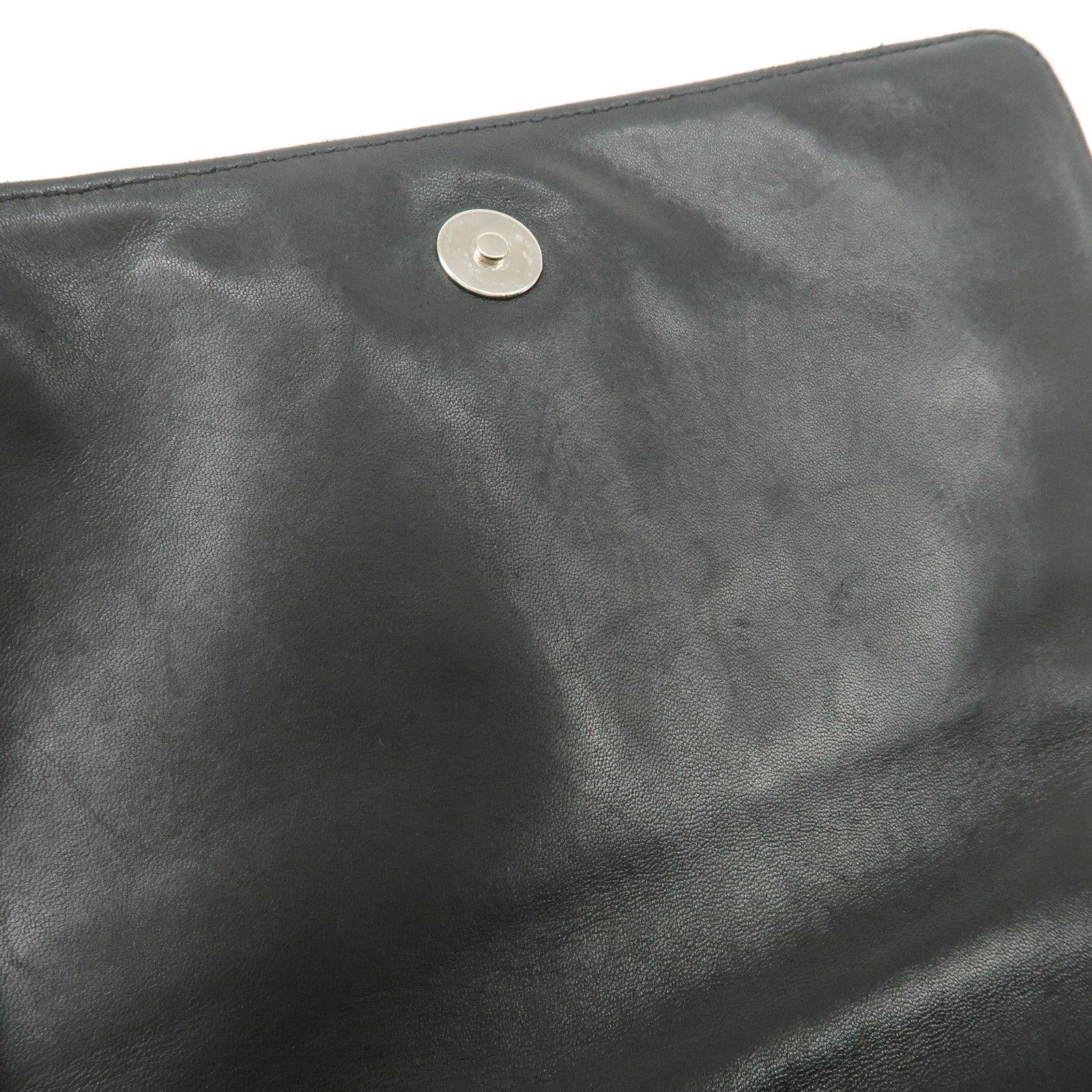 CHANEL Patent Leather Chain Shoulder Bag Hand Bag Black