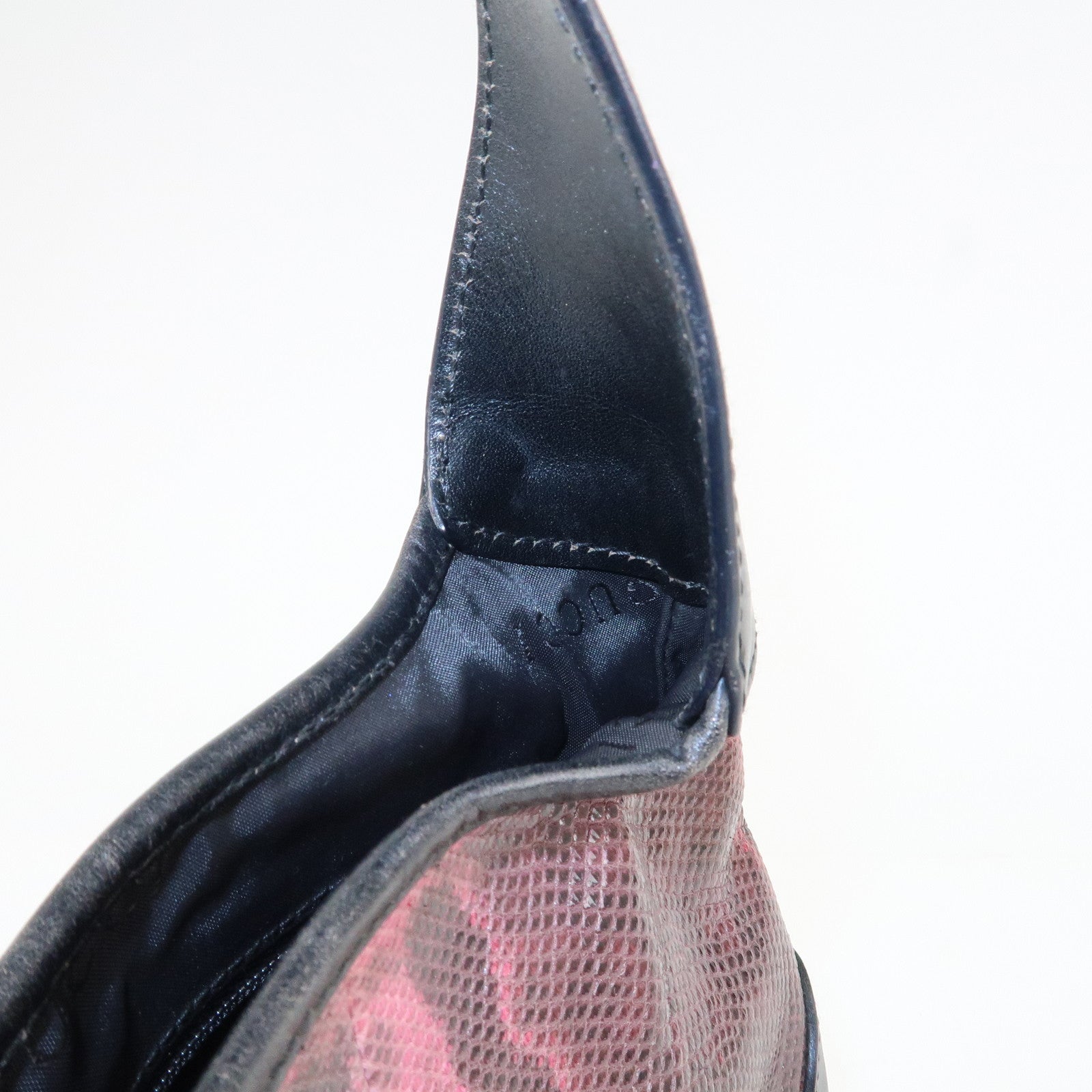 GUCCI Jackie Leather Python Shoulder Bag Black Pink 001.3306.3444 Used