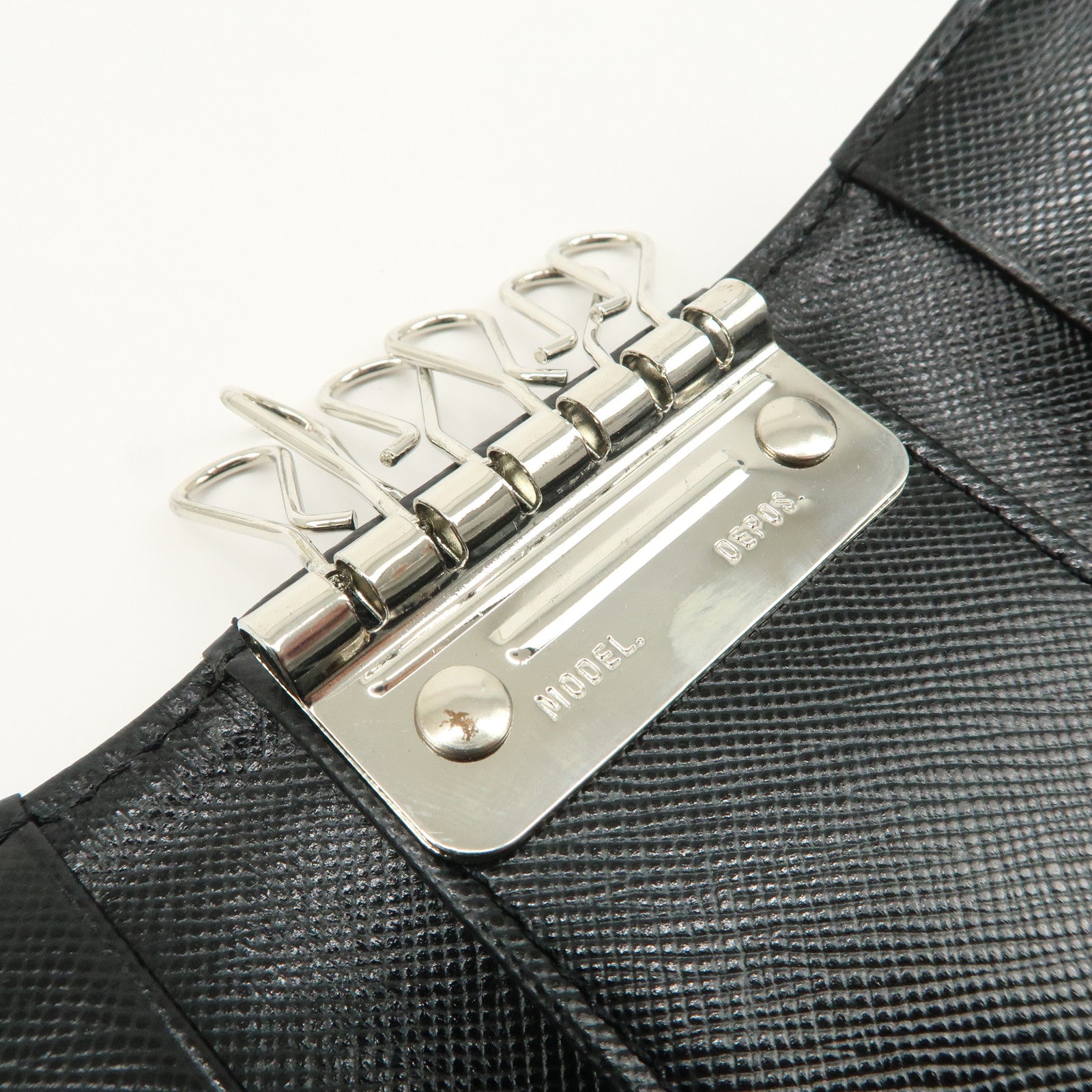 PRADA Nylon Saffiano Leather 6 Rings Key Case Black M222A