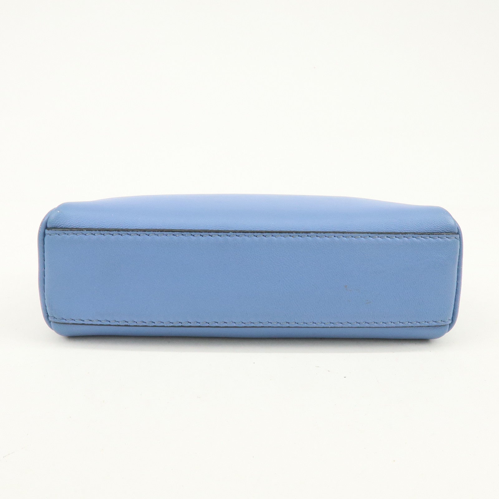 FENDI Micro Peekaboo Leather 2Way Bag Hand Shoulder Bag Blue 8M0355