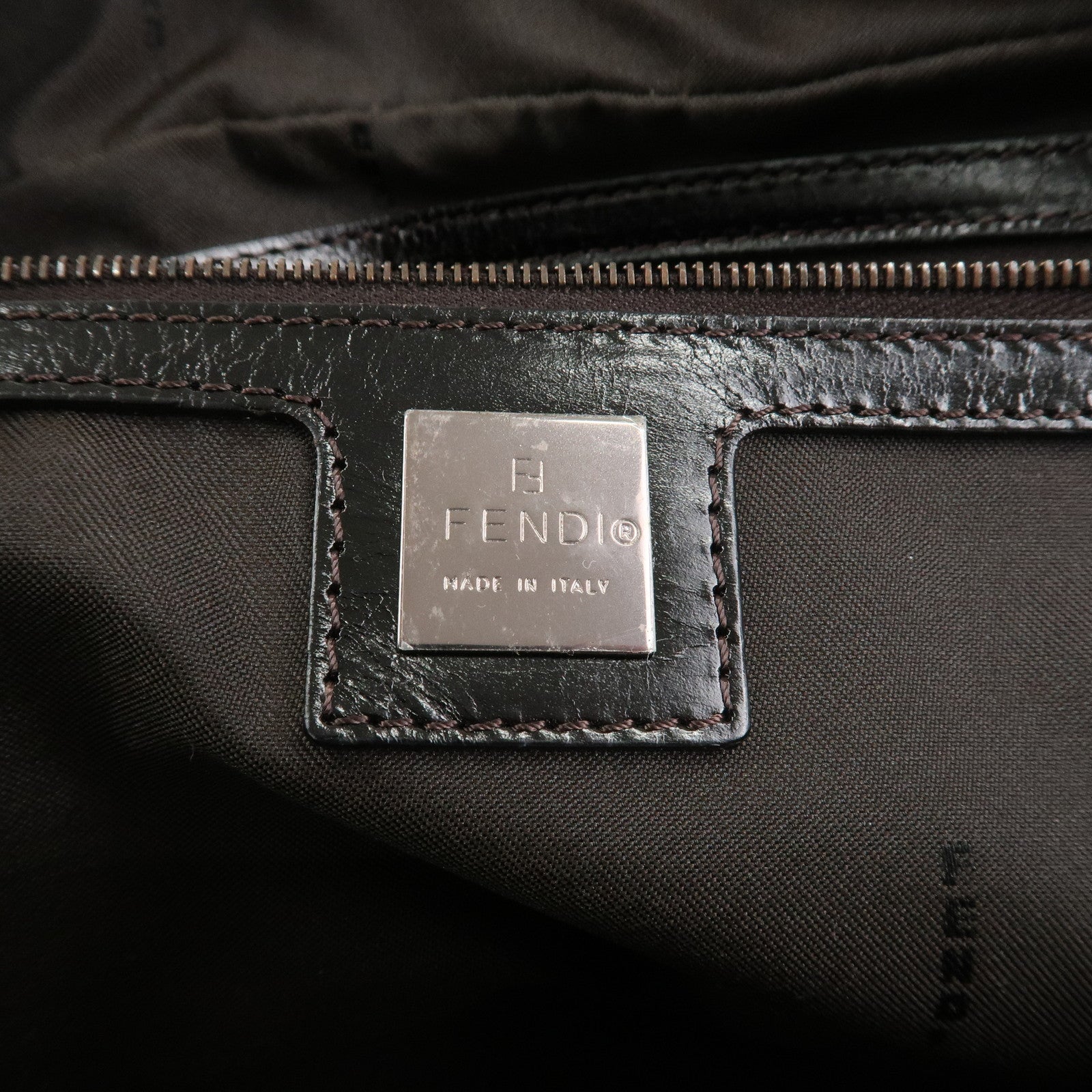 FENDI Zucchino PVC Leather Shoulder Bag Hand Bag Brown 8BL006