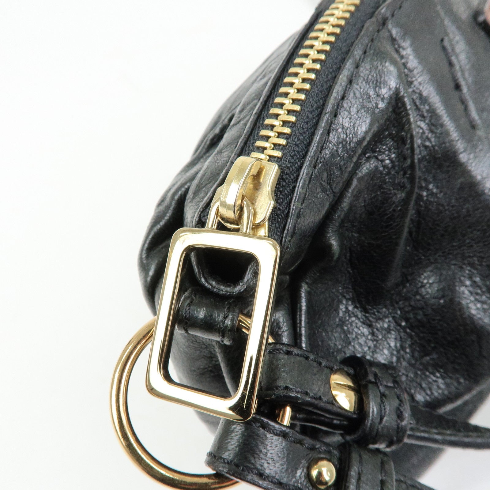 Chloe Leather 2Way Bag Mini Shoulder Crossbody Bag Clutch Bag Black