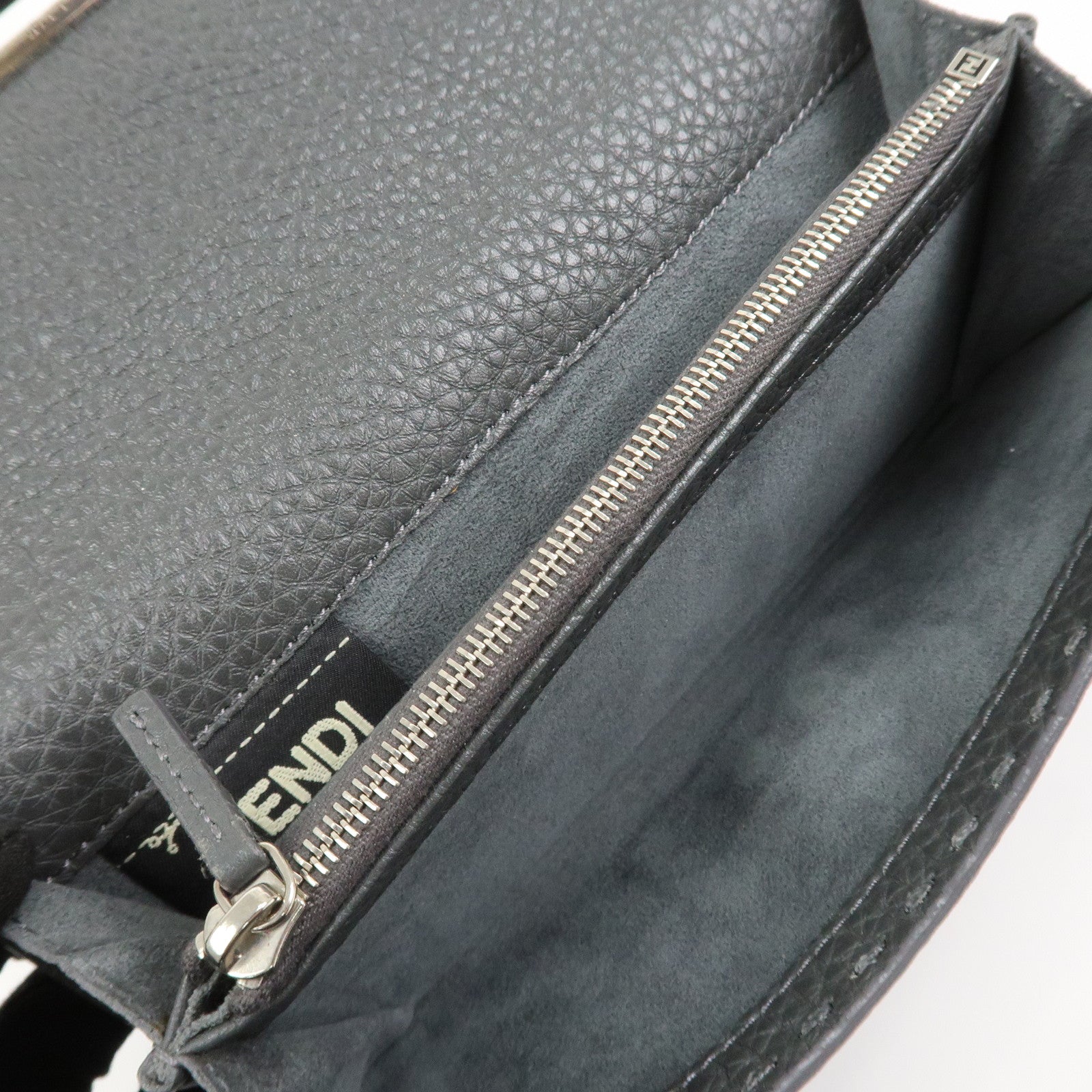FENDI Seleria Leather Peekaboo Long Wallet Gray 8M0308