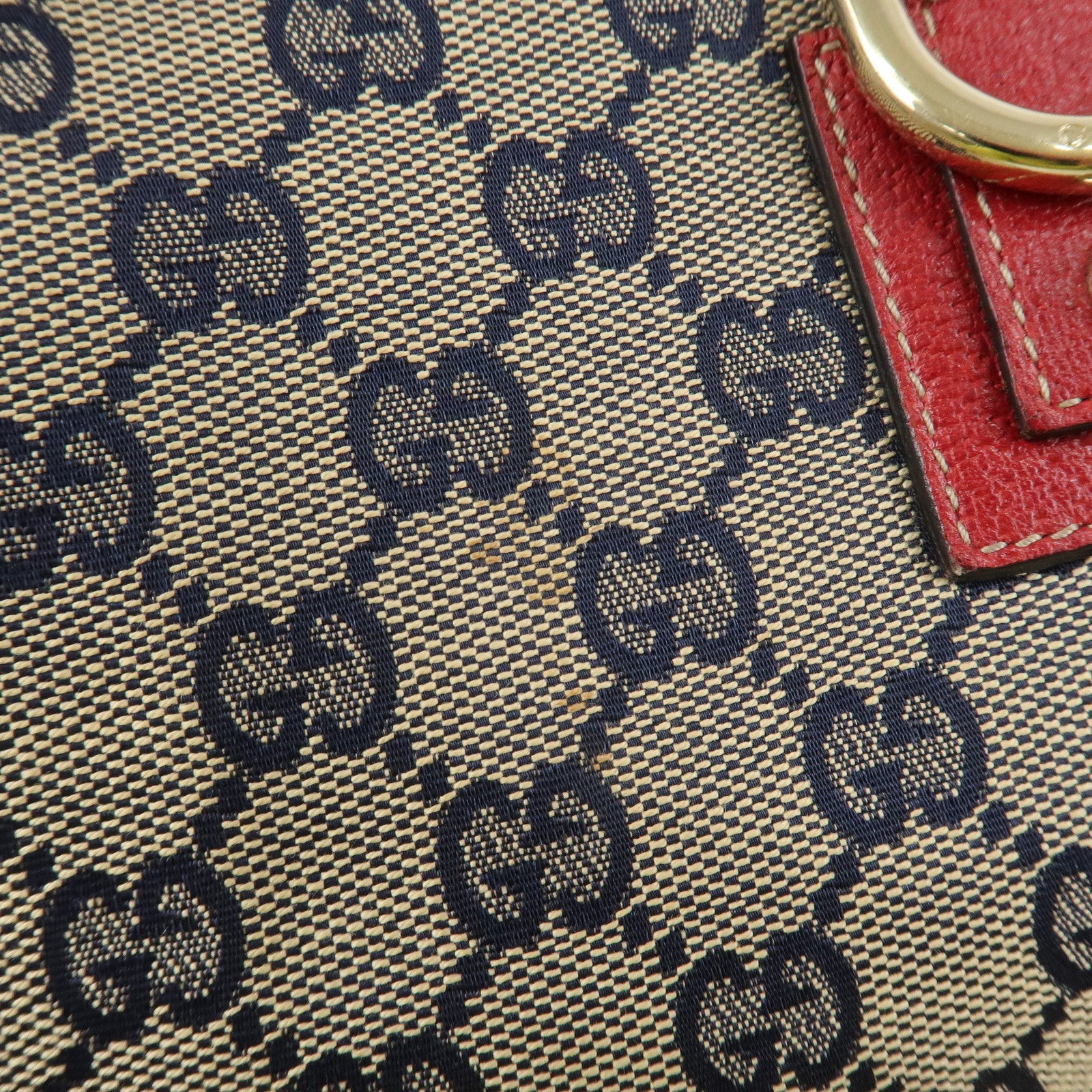 GUCCI Abbey GG Canvas Leather Shoulder Bag Hand Bag Beige Red 130738 Used