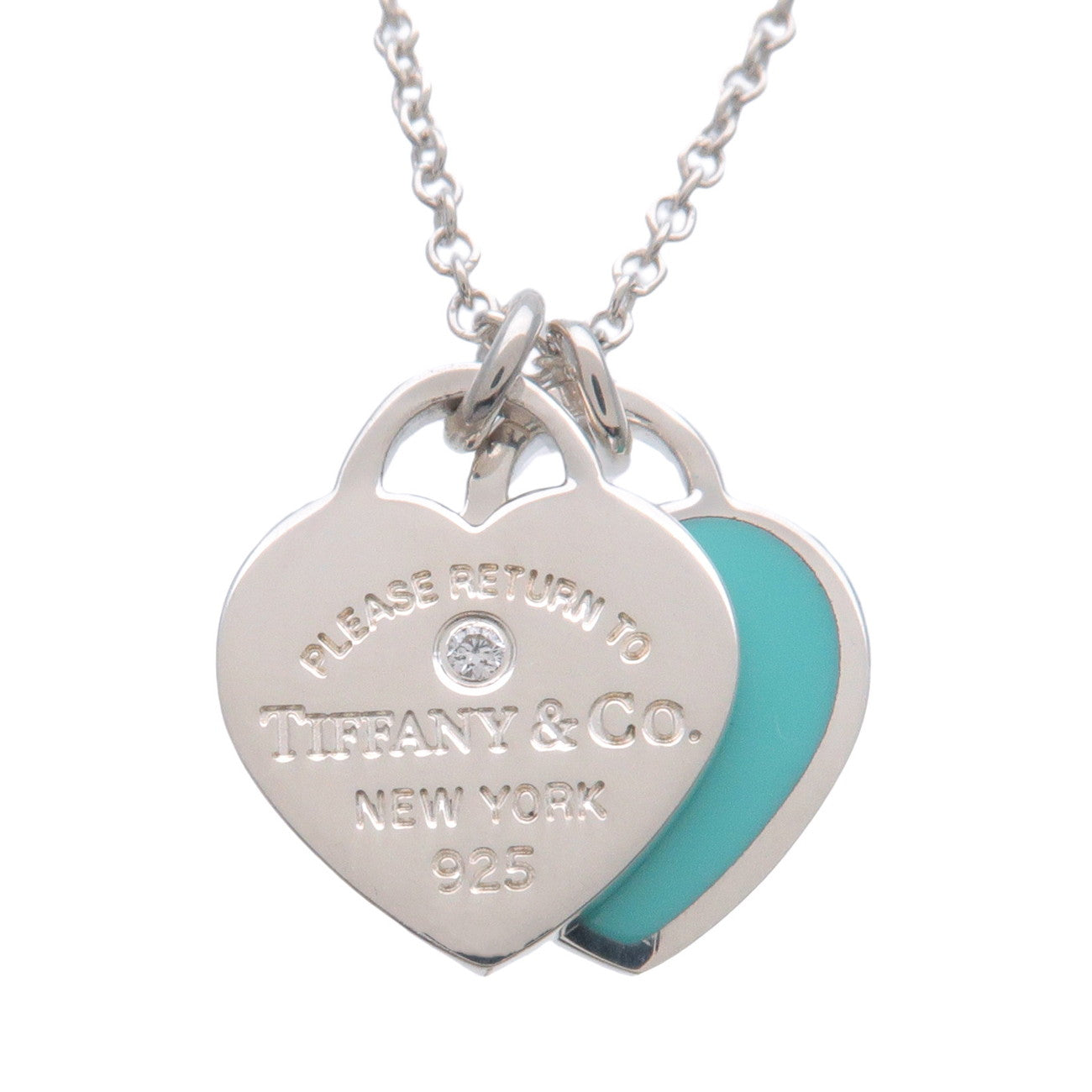 Tiffany & Co Return to Tiffany Mini Double Heart Diamond Necklace Used